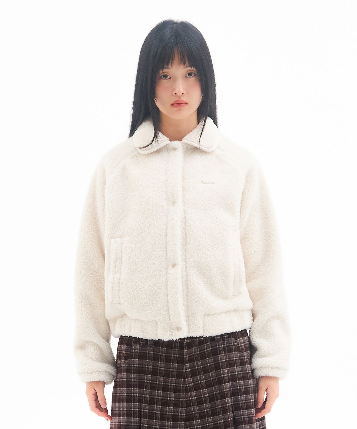 아메스 월드와이드(AMES-WORLDWIDE) COLLAR FLEECE JACKET IVORY