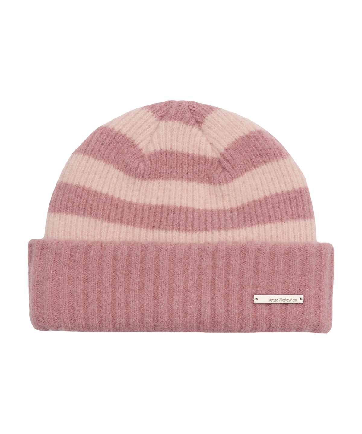 아메스 월드와이드(AMES-WORLDWIDE) HAIRY STRIPE GLOVES & BEANIE SET PINK