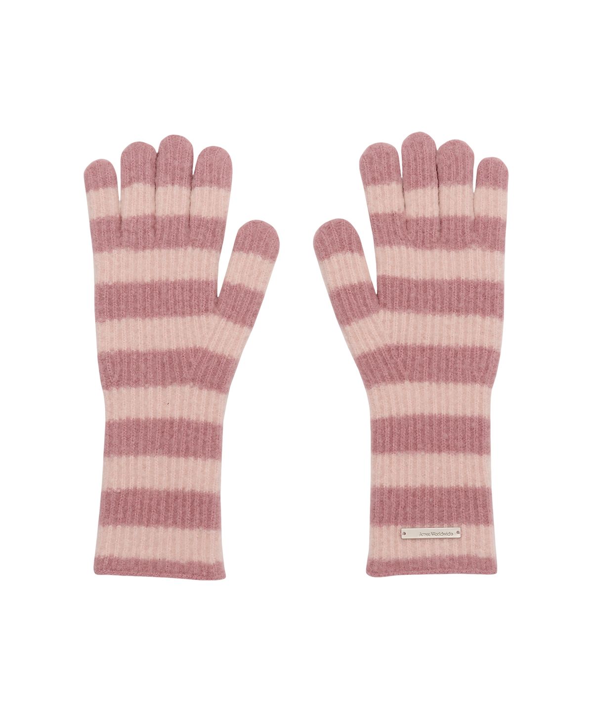 아메스 월드와이드(AMES-WORLDWIDE) HAIRY STRIPE GLOVES & BEANIE SET PINK