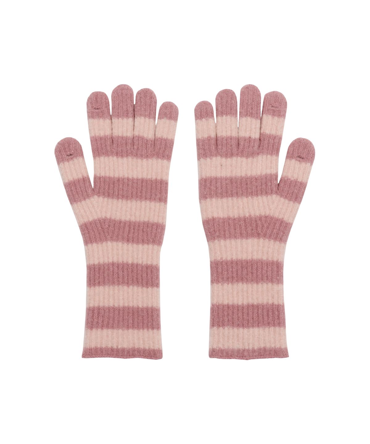 아메스 월드와이드(AMES-WORLDWIDE) HAIRY STRIPE GLOVES & BEANIE SET PINK