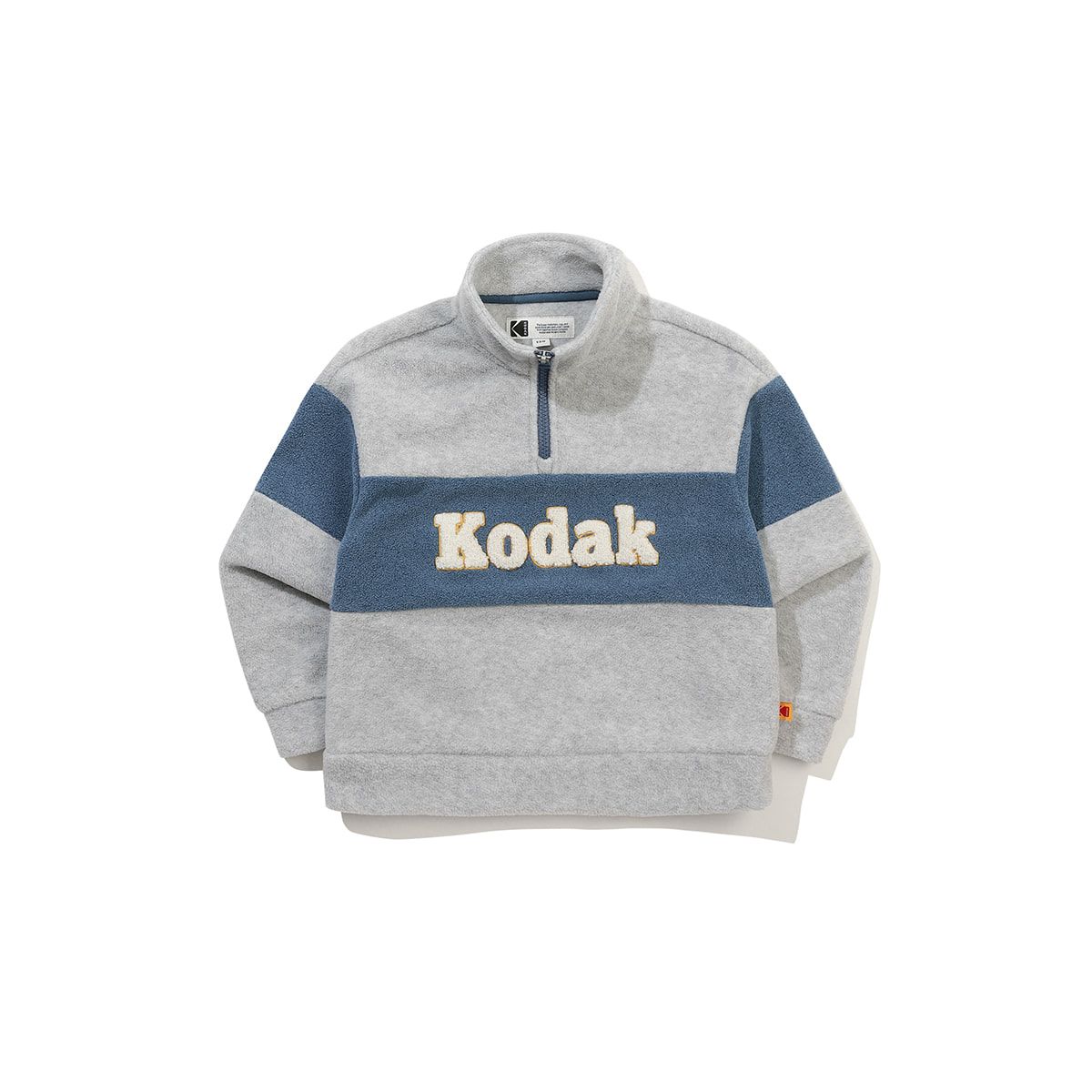 코닥 키즈(KODAK KIDS) 컬러블럭 마이크로플리스 반집업 맨투맨 키즈 MELANGE GREY