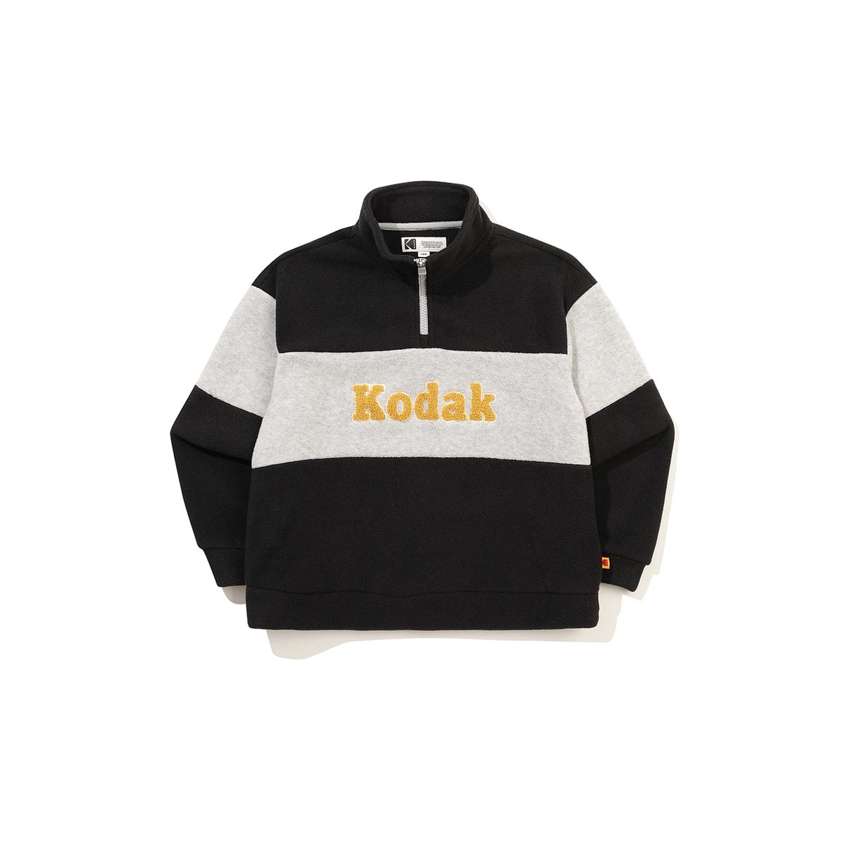 코닥 키즈(KODAK KIDS) 컬러블럭 마이크로플리스 반집업 맨투맨 키즈 BLACK