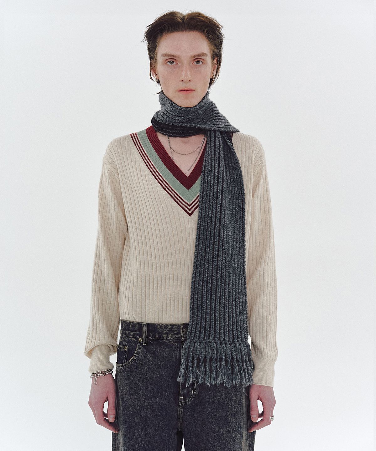 엠엠아이씨(MMIC) RIFF SCARF (CHARCOAL)