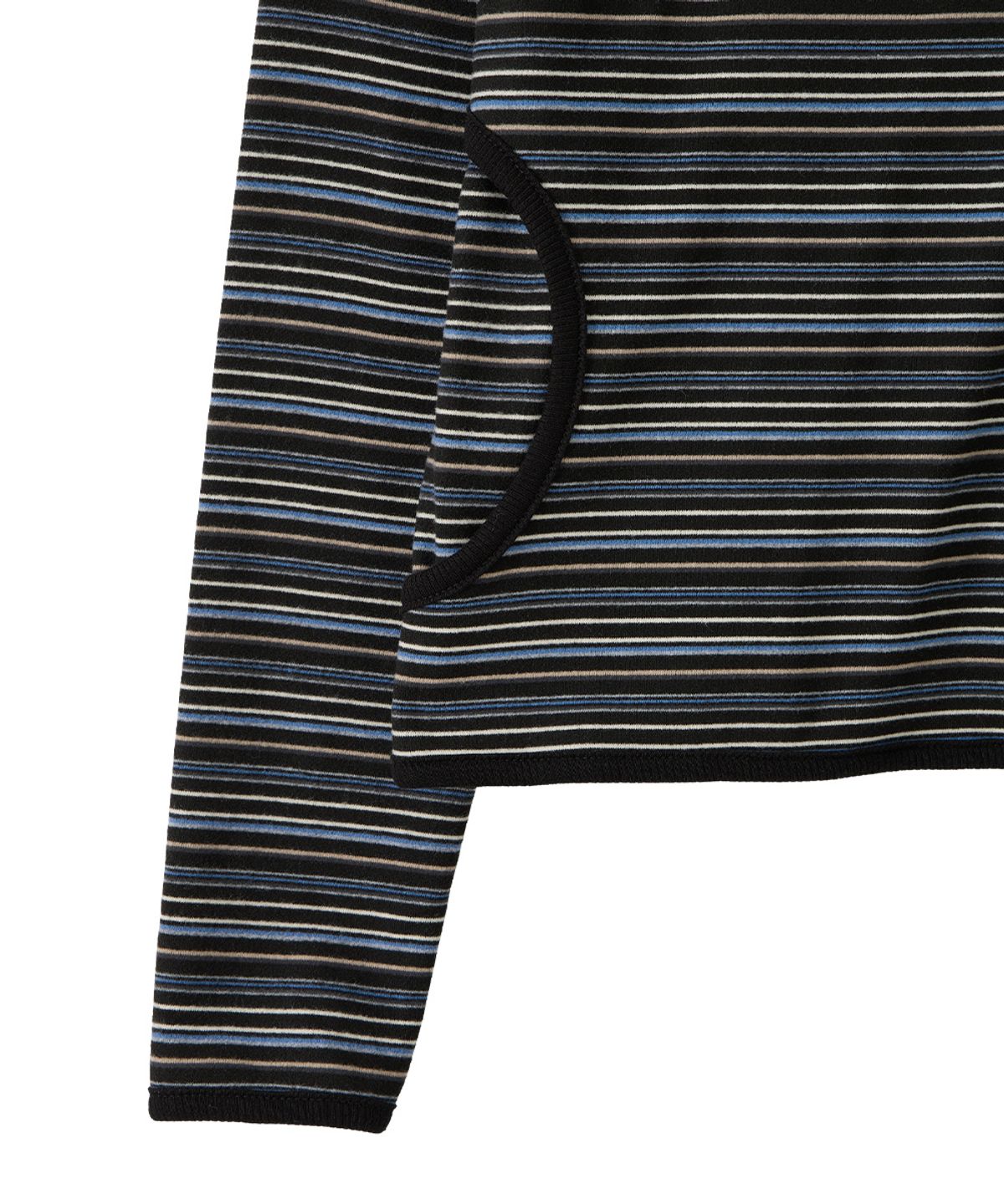 단델(DANDEL) DD stripe trim hooded long sleeve (BLACK)
