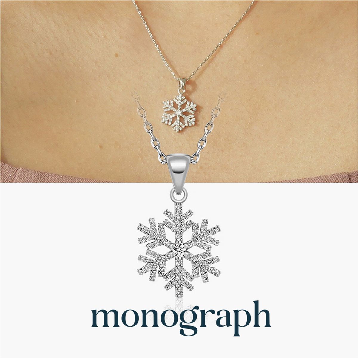 모노그래프(MONOGRAPH) 스노우 목걸이 MGNL0358 Rhodium Plated (화이트골드)