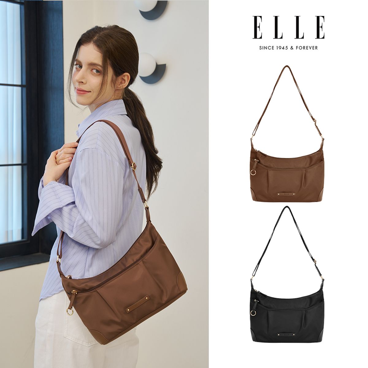 엘르(ELLE) 라세느 여성 나일론 데일리 미니 크로스백