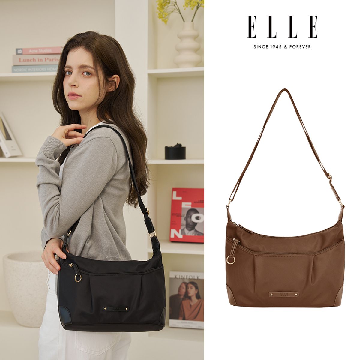엘르(ELLE) 라세느 여성 나일론 데일리 미니 크로스백