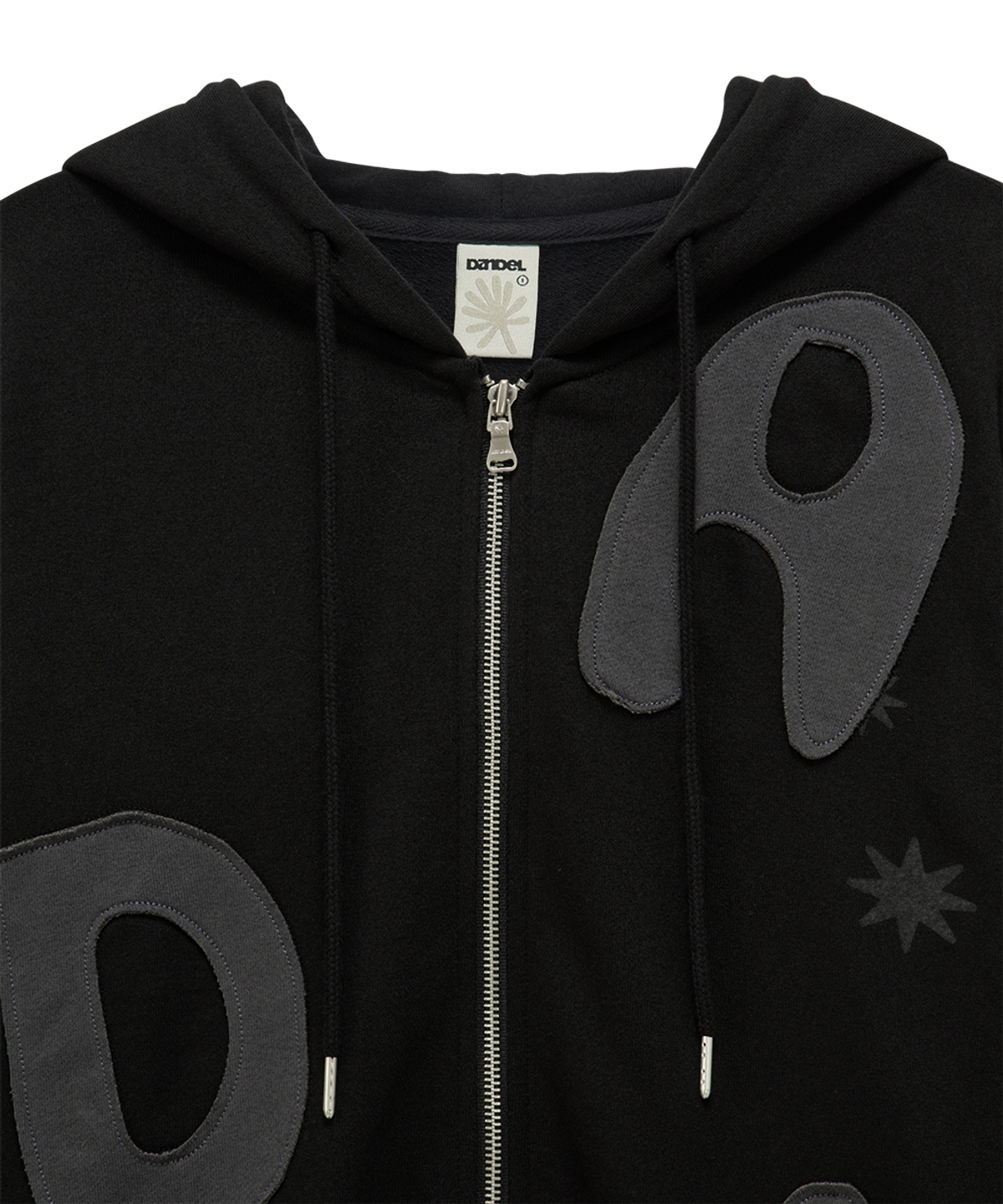 단델(DANDEL) DD type applique hoodie zip-up (BLACK)