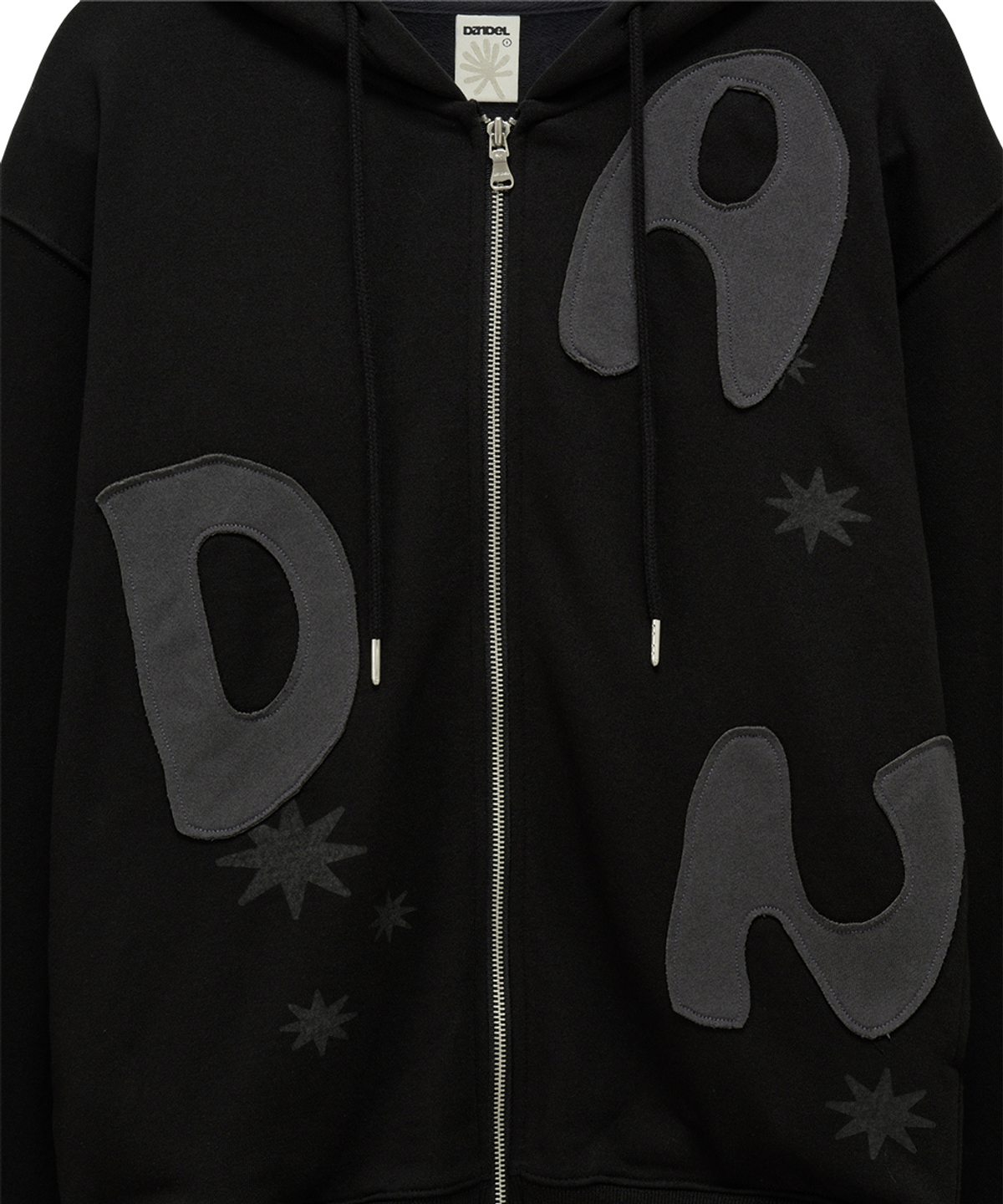 단델(DANDEL) DD type applique hoodie zip-up (BLACK)
