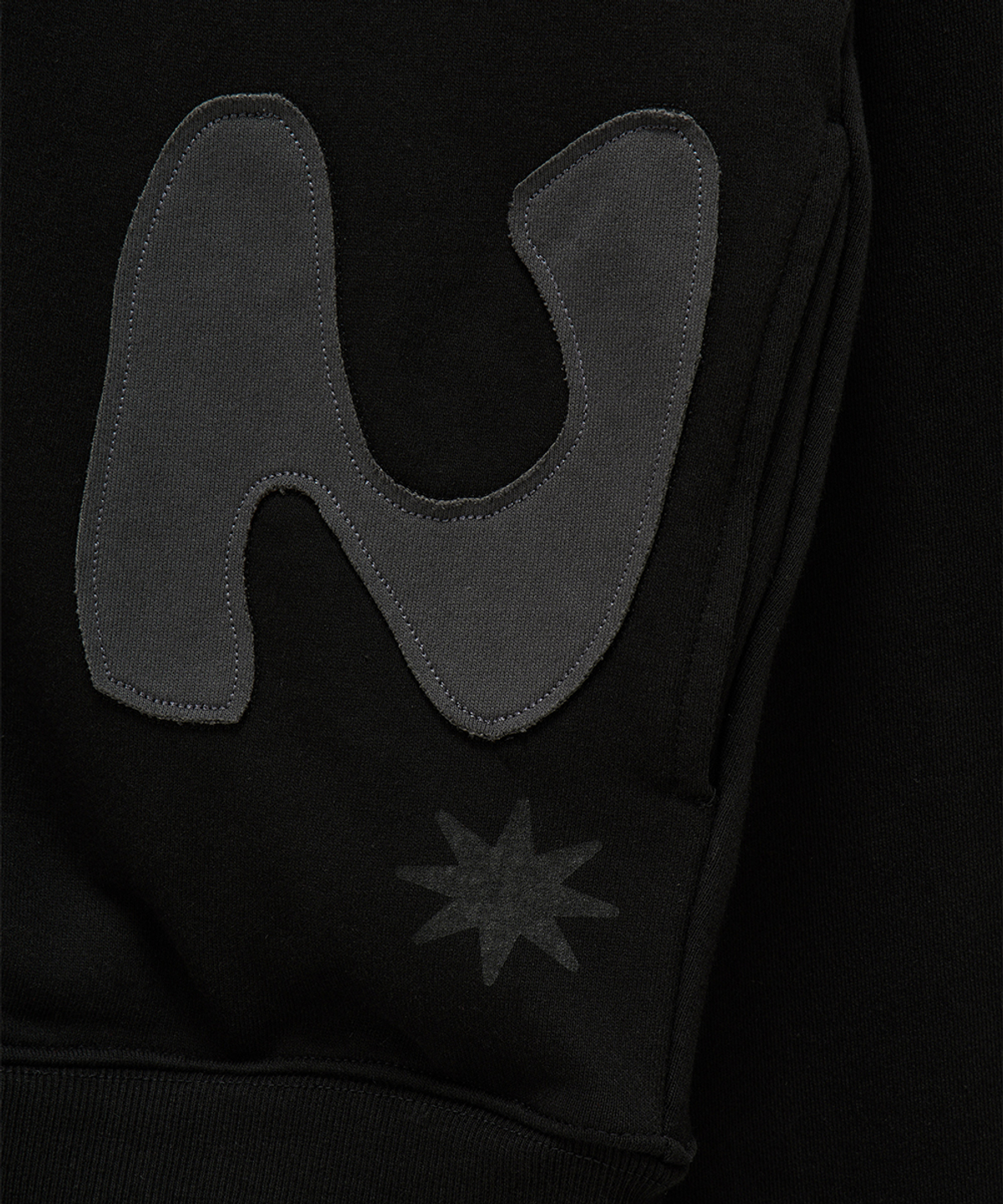 단델(DANDEL) DD type applique hoodie zip-up (BLACK)