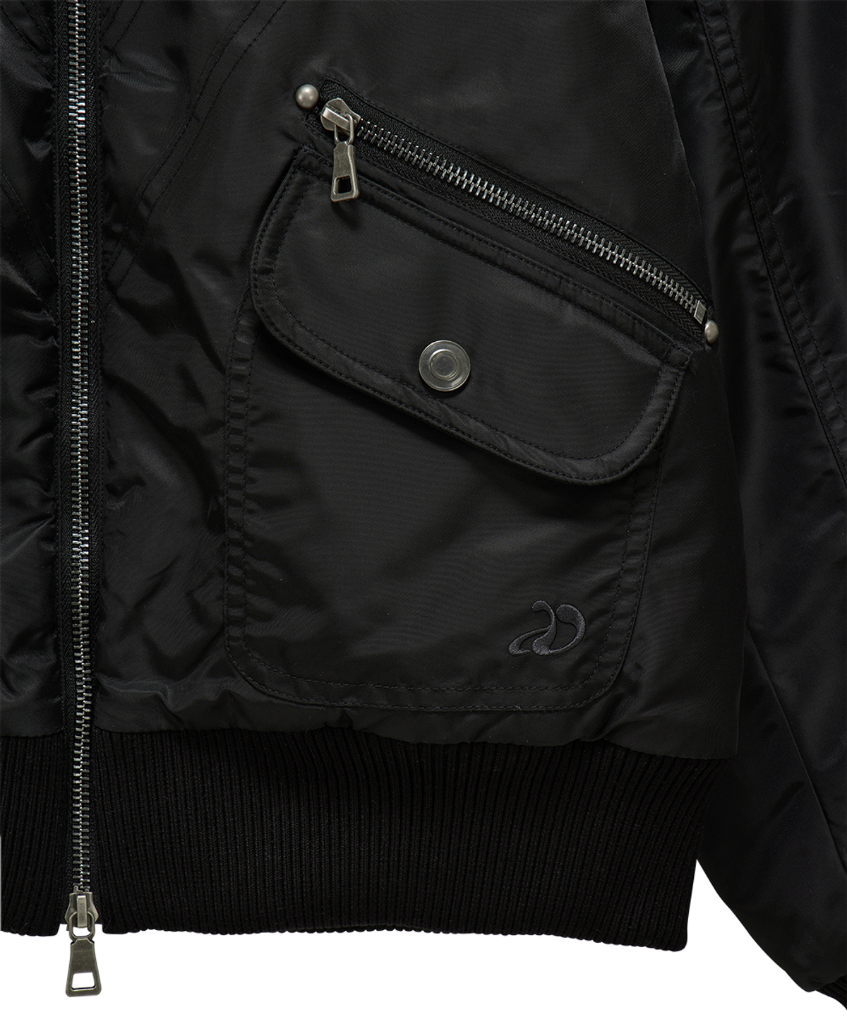 단델(DANDEL) DD cropped studded MA-1 jacket (BLACK) - 사이즈