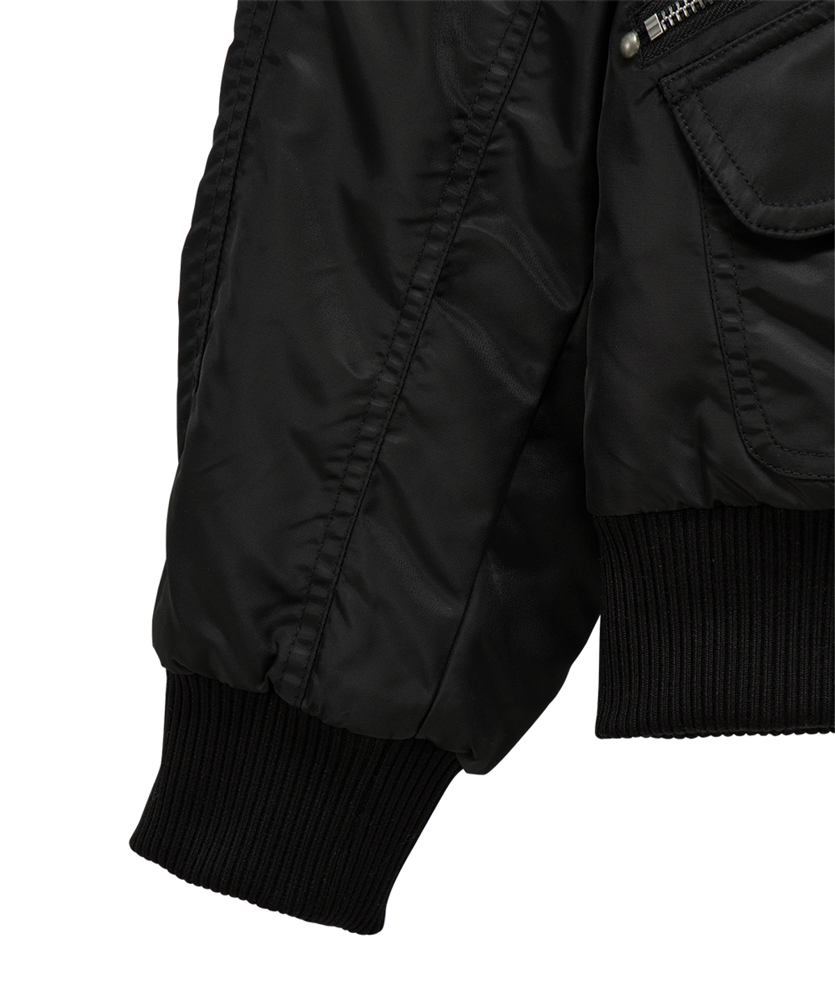 단델(DANDEL) DD cropped studded MA-1 jacket (BLACK)