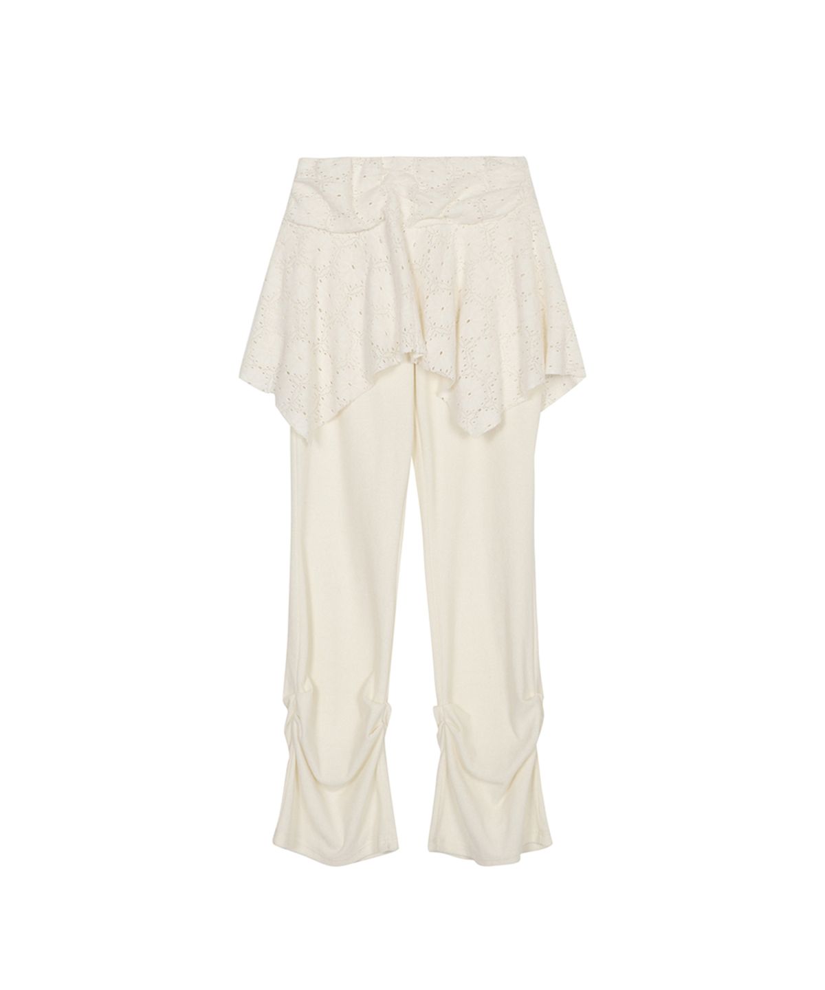 쓰리투에이티(THREE TO EIGHTY) PIN-TUCK BOOTCUT SKIRT PANTS IVORY