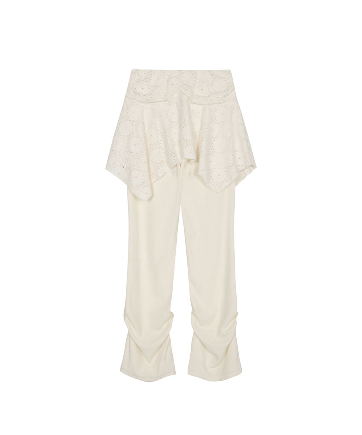 쓰리투에이티(THREE TO EIGHTY) PIN-TUCK BOOTCUT SKIRT PANTS IVORY