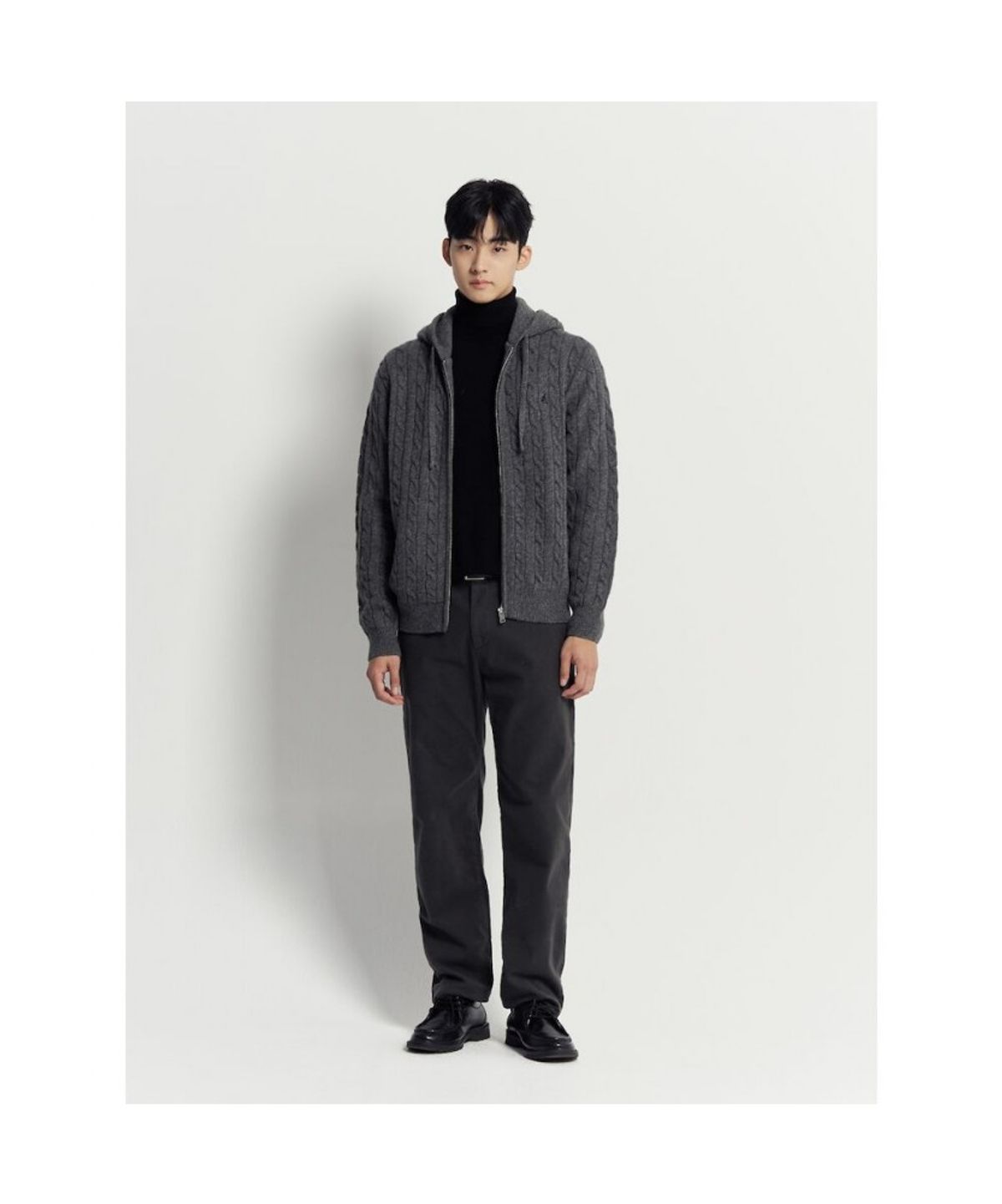 빈폴 멘(BEANPOLE MEN) 케이블 후드 집업 카디건 - 그레이