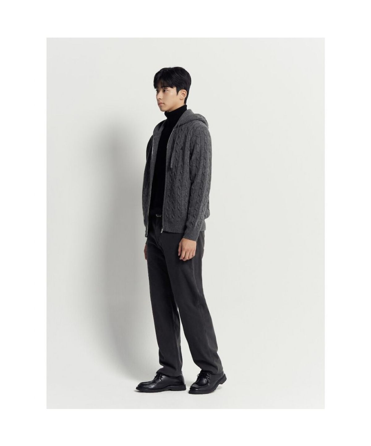 빈폴 멘(BEANPOLE MEN) 케이블 후드 집업 카디건 - 그레이