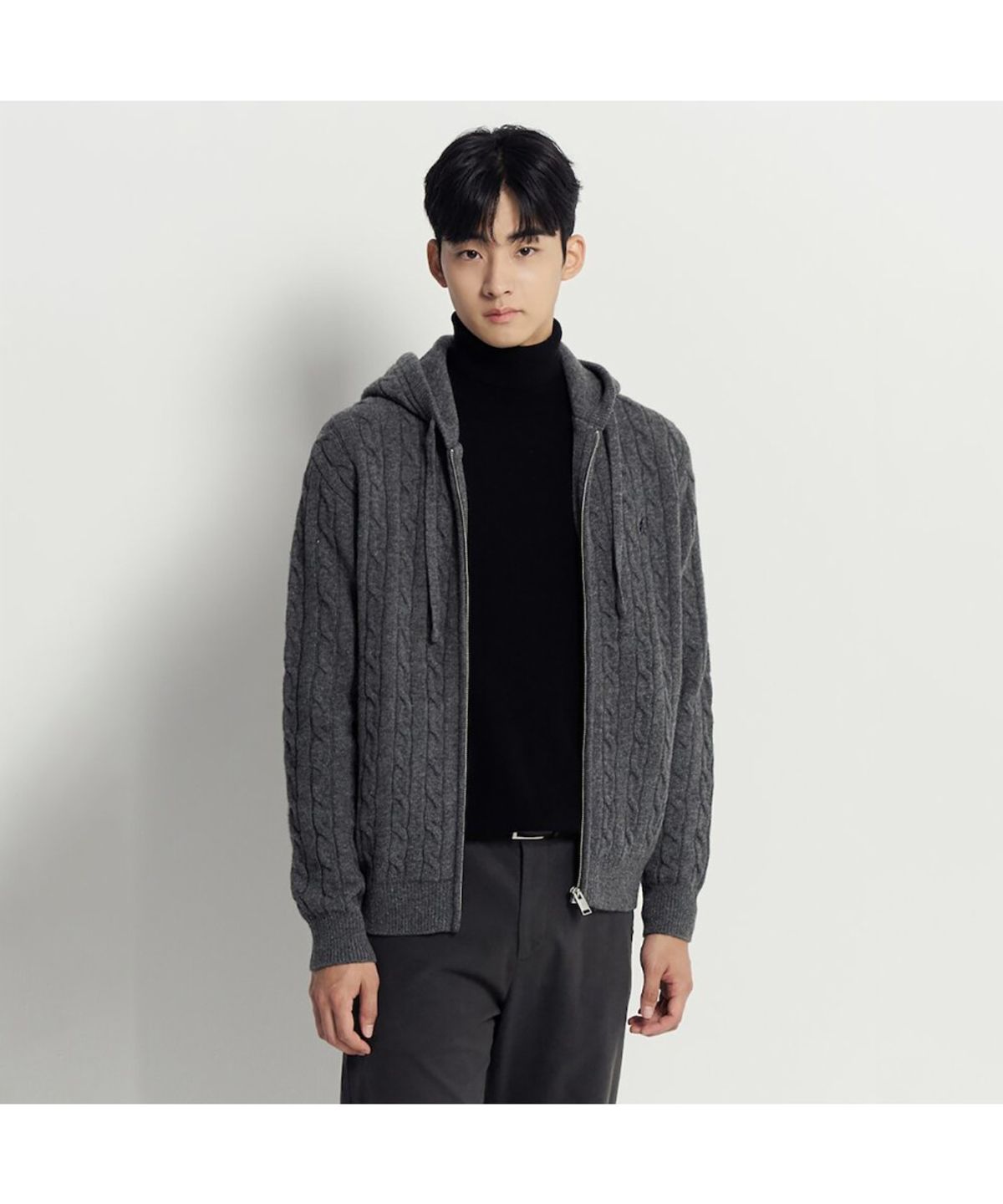 빈폴 멘(BEANPOLE MEN) 케이블 후드 집업 카디건 - 그레이