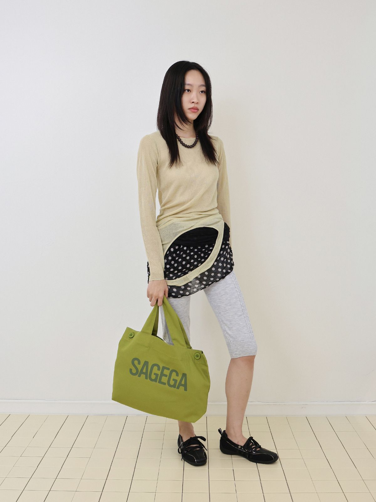 세이지가(SAGEGA) Button Tote Bag (Pistachio)