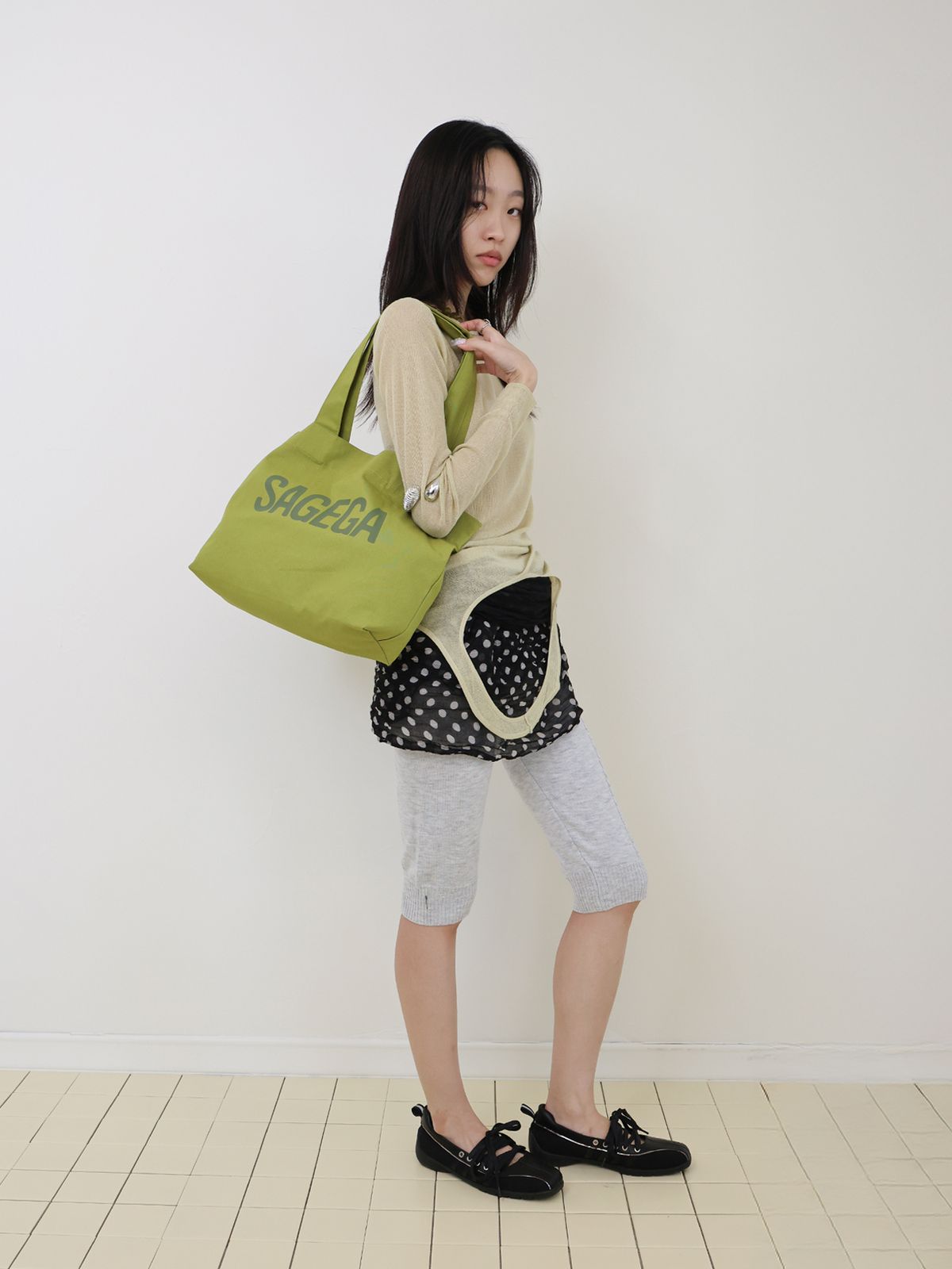 세이지가(SAGEGA) Button Tote Bag (Pistachio)