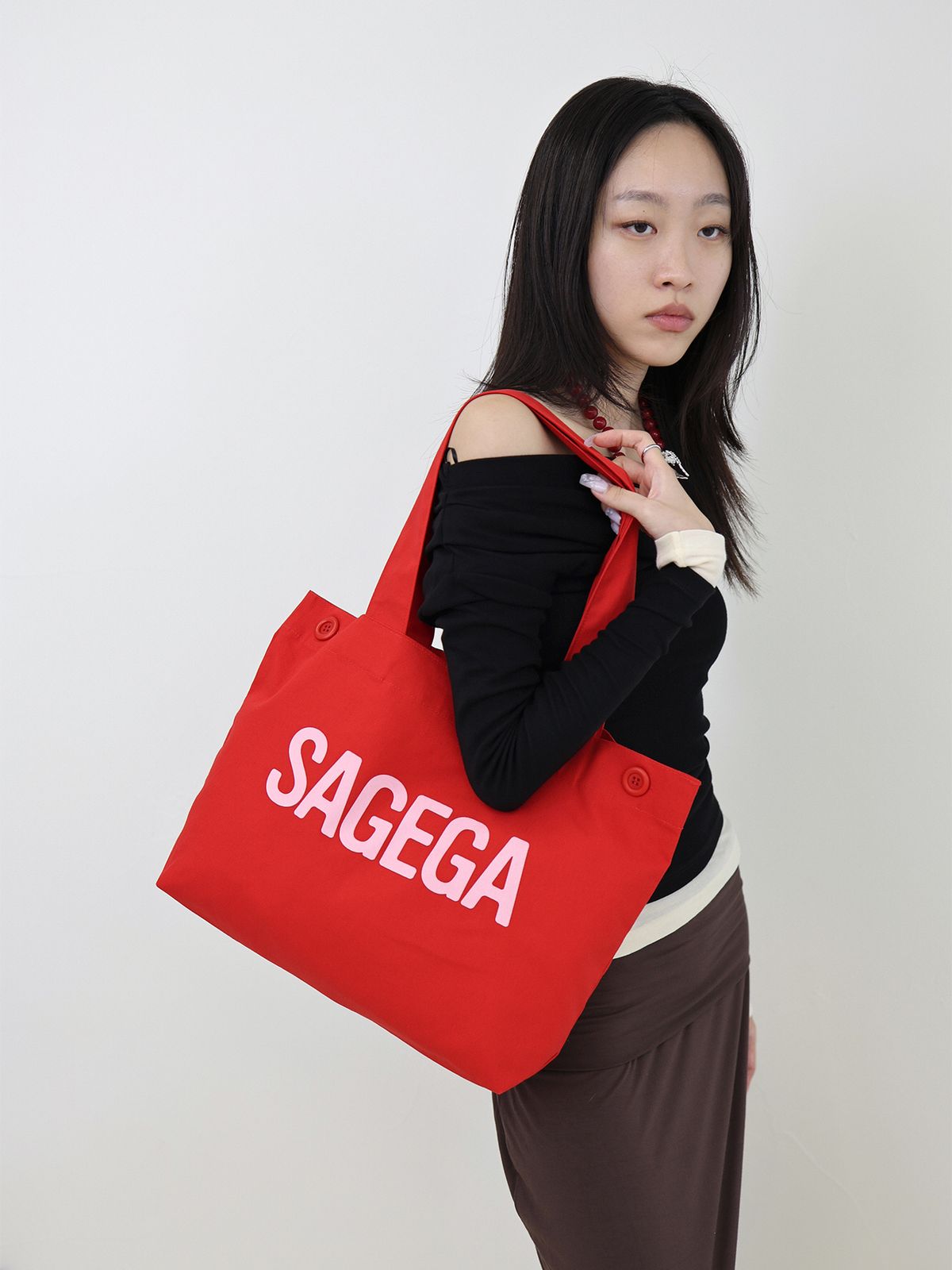 세이지가(SAGEGA) Button Tote Bag (Tomato)
