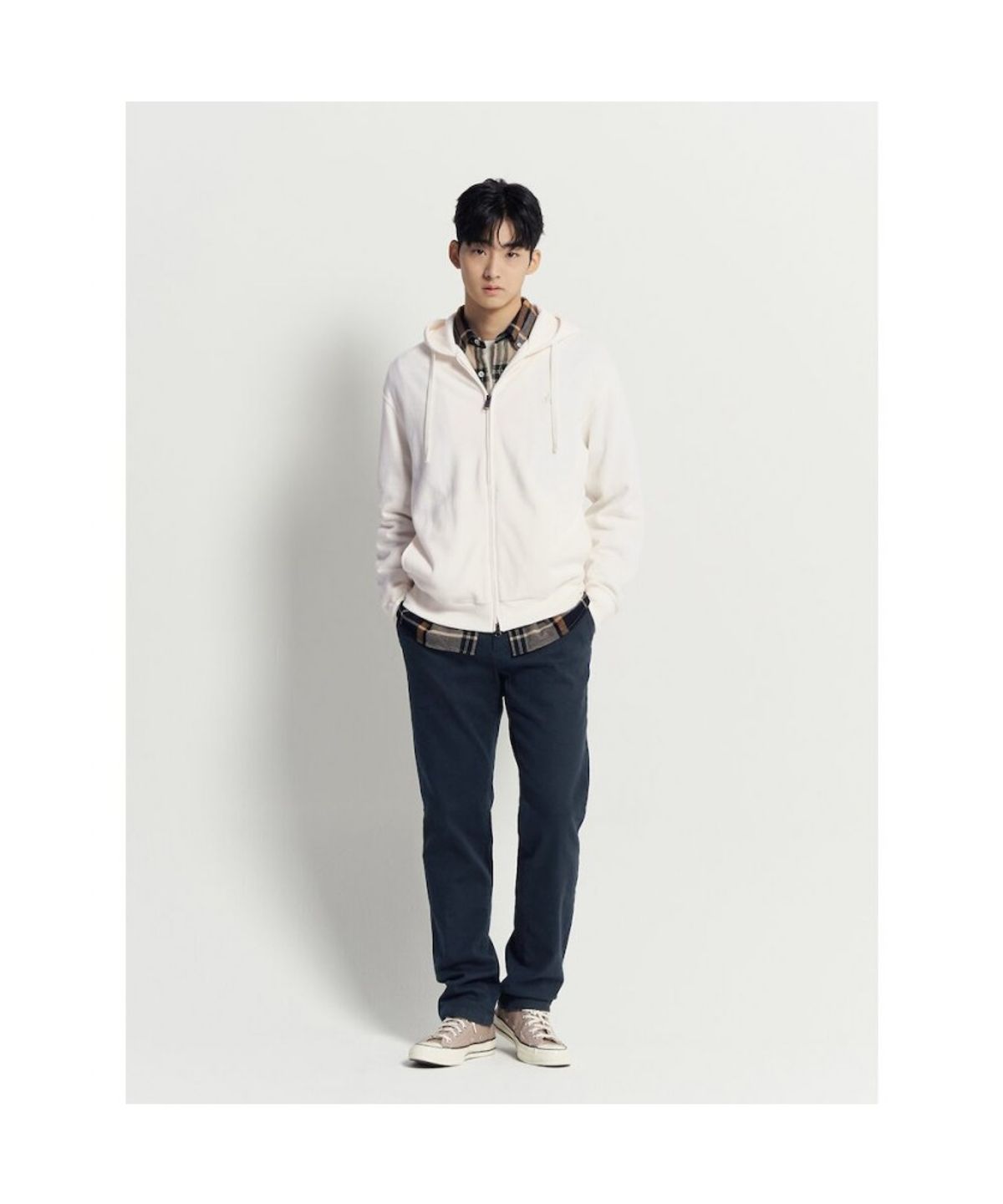 빈폴 멘(BEANPOLE MEN) 캐주얼 소프트 코튼 집업 후디 - 아이보리