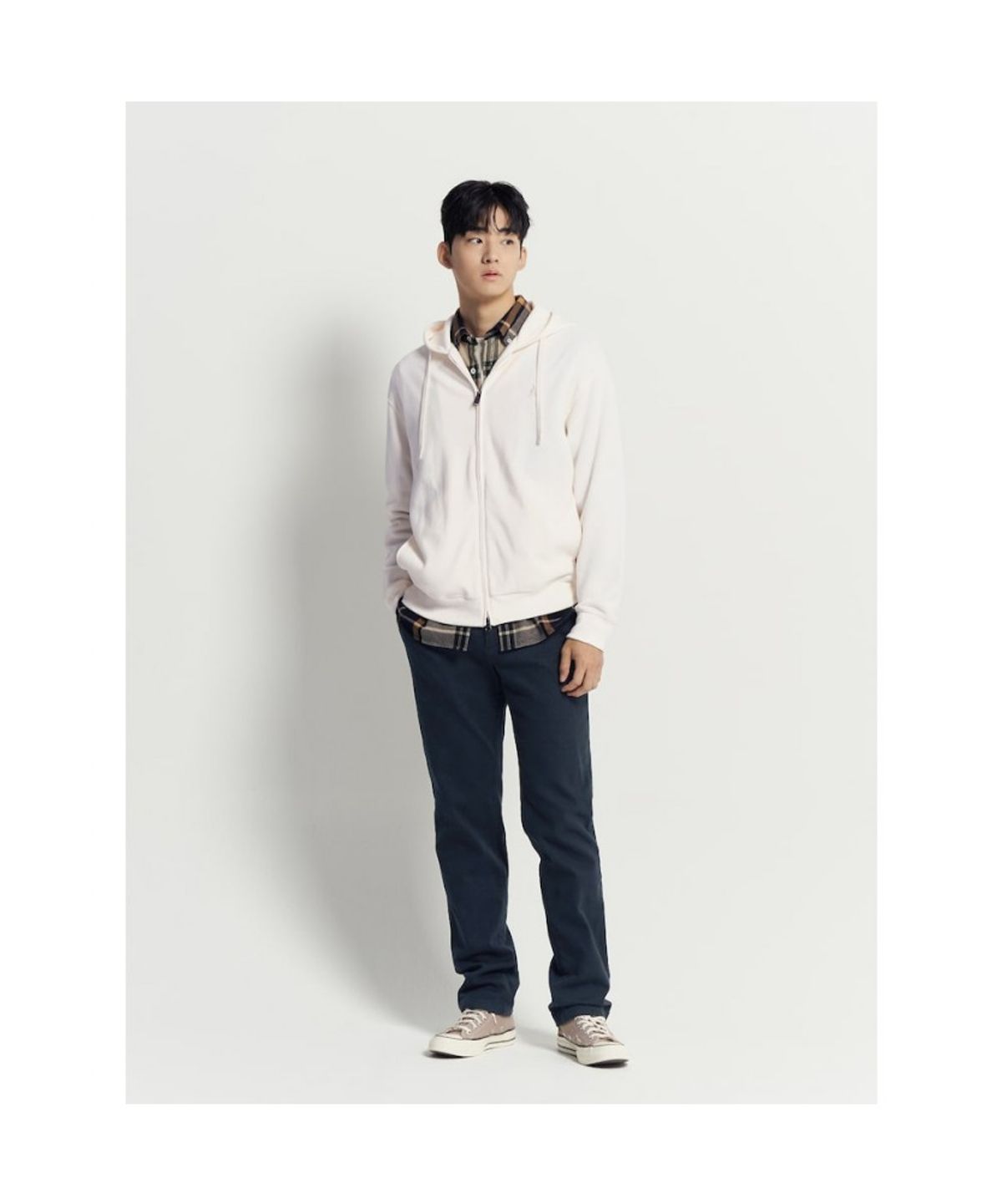 빈폴 멘(BEANPOLE MEN) 캐주얼 소프트 코튼 집업 후디 - 아이보리