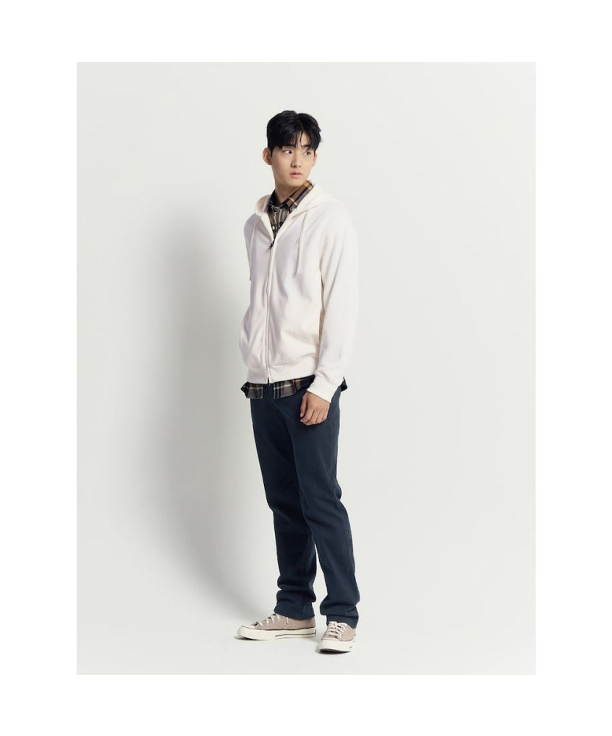 빈폴 멘(BEANPOLE MEN) 캐주얼 소프트 코튼 집업 후디 - 아이보리