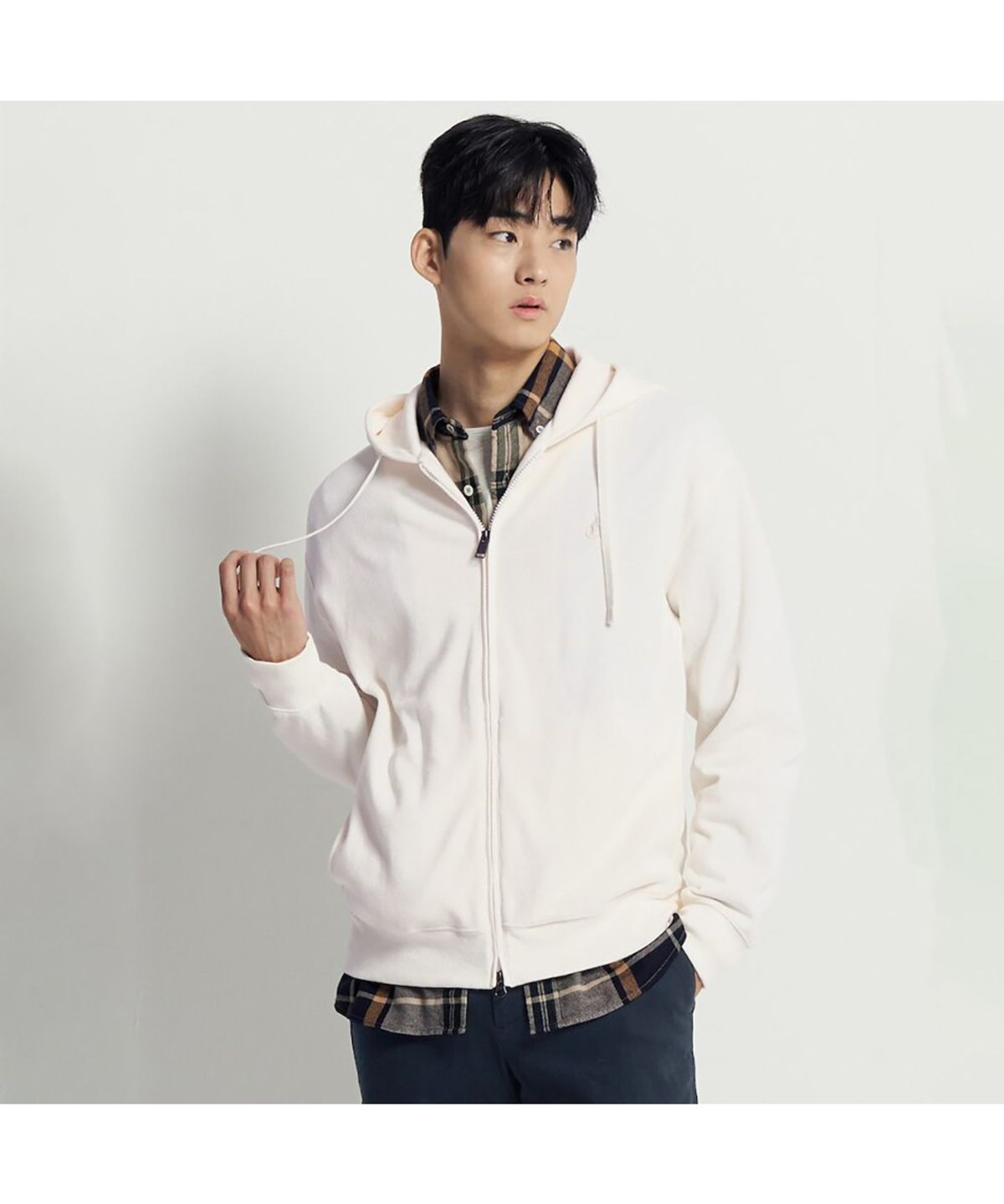 빈폴 멘(BEANPOLE MEN) 캐주얼 소프트 코튼 집업 후디 - 아이보리