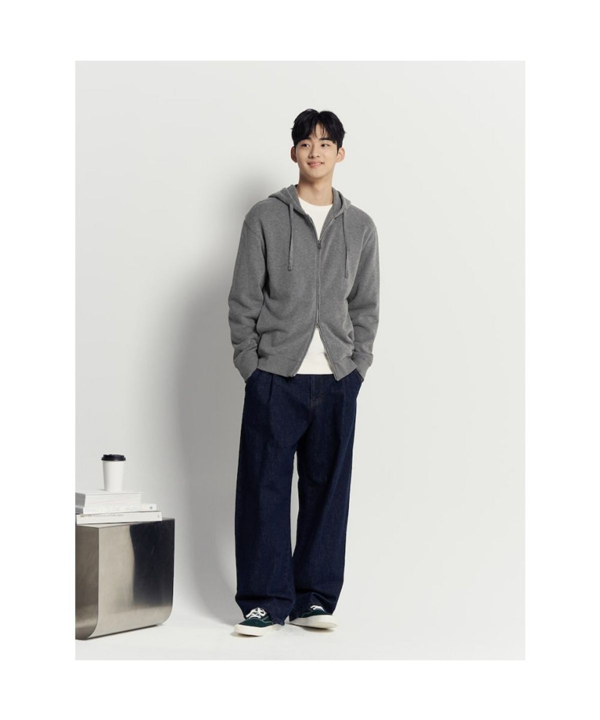 빈폴 멘(BEANPOLE MEN) 캐주얼 소프트 코튼 집업 후디 - 그레이