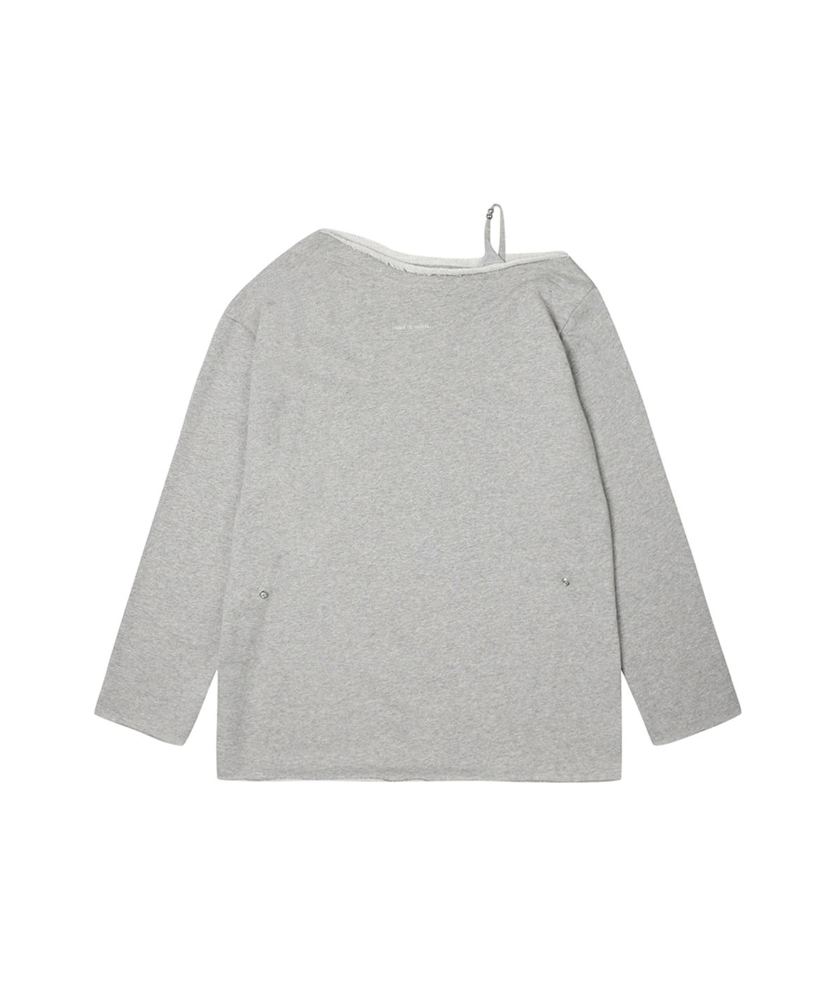 쓰리투에이티(THREE TO EIGHTY) BEAD DROP ONE-SHOLDER SWEAT TEE M.GREY