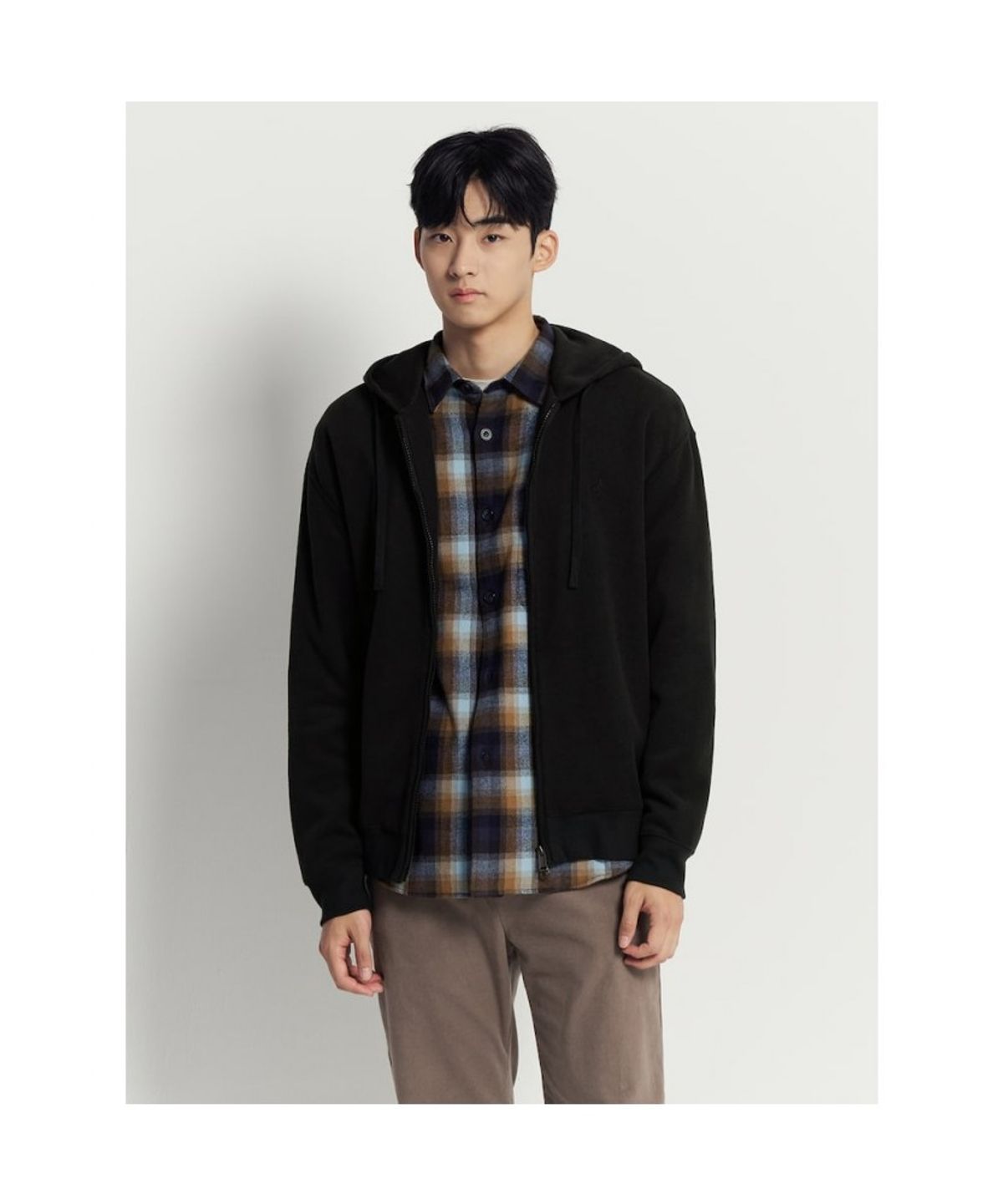 빈폴 멘(BEANPOLE MEN) 캐주얼 소프트 코튼 집업 후디 - 블랙