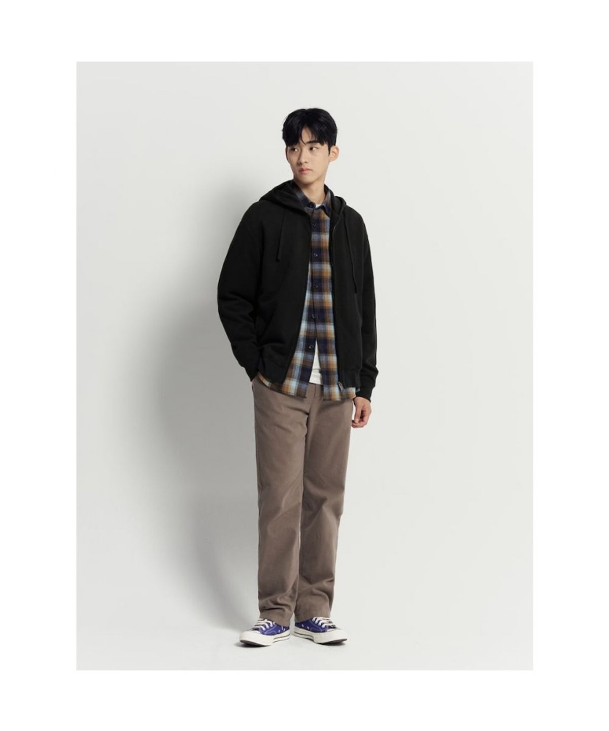 빈폴 멘(BEANPOLE MEN) 캐주얼 소프트 코튼 집업 후디 - 블랙