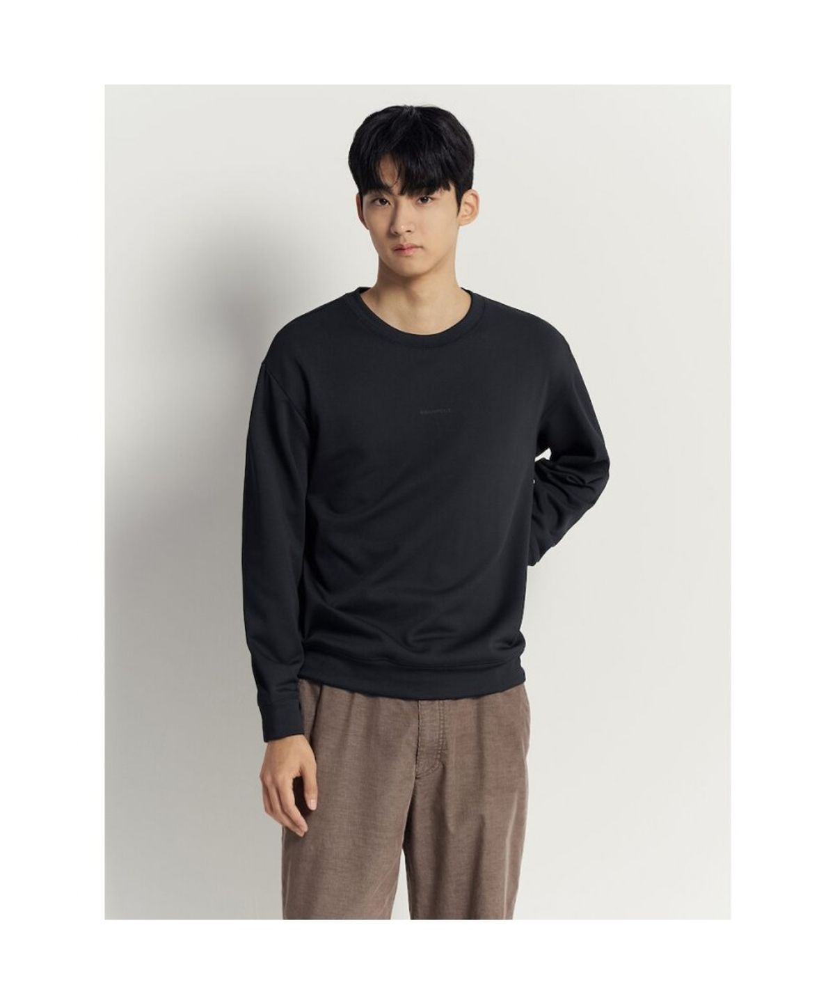 빈폴 멘(BEANPOLE MEN) [BEANPOLE KNAP] 폴리 기모 라운드 스웨트 셔츠 - 블랙