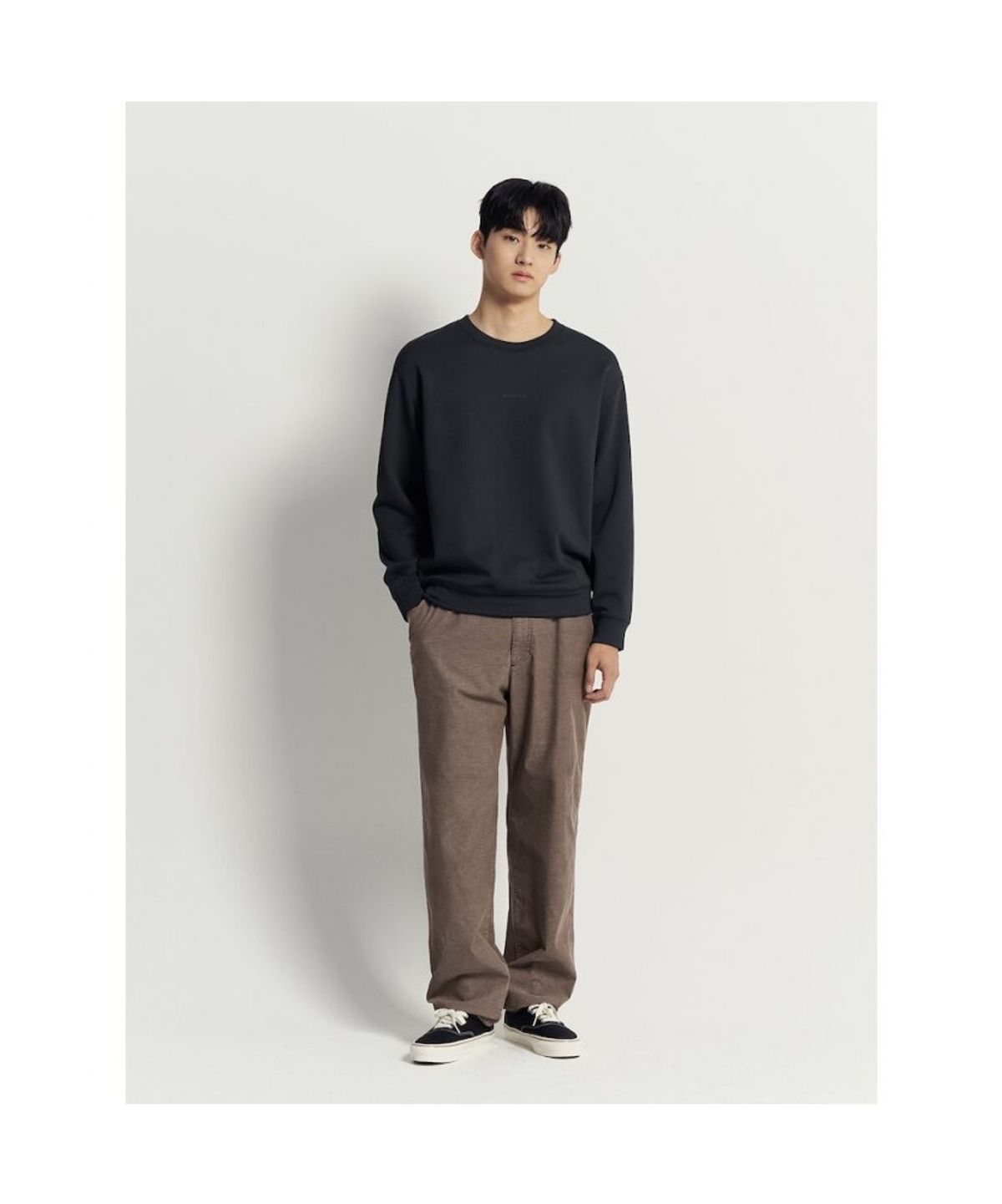 빈폴 멘(BEANPOLE MEN) [BEANPOLE KNAP] 폴리 기모 라운드 스웨트 셔츠 - 블랙