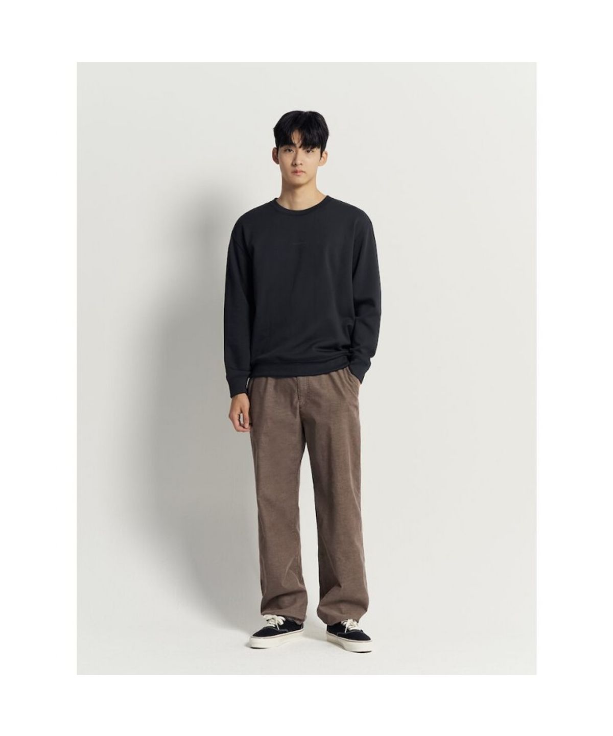 빈폴 멘(BEANPOLE MEN) [BEANPOLE KNAP] 폴리 기모 라운드 스웨트 셔츠 - 블랙
