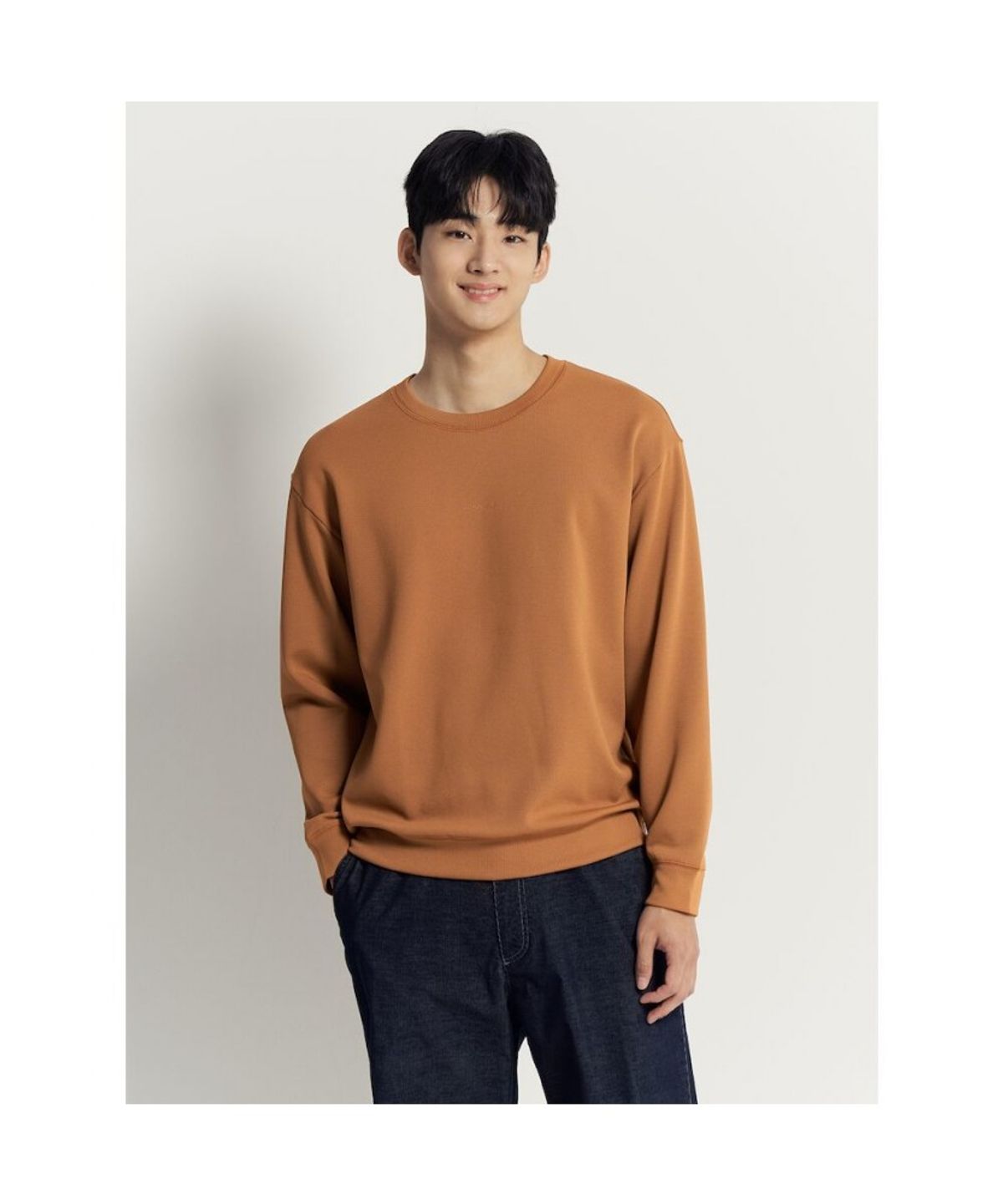 빈폴 멘(BEANPOLE MEN) [BEANPOLE KNAP] 폴리 기모 라운드 스웨트 셔츠 - 오렌지