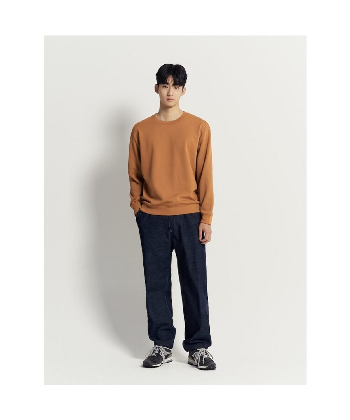 빈폴 멘(BEANPOLE MEN) [BEANPOLE KNAP] 폴리 기모 라운드 스웨트 셔츠 - 오렌지