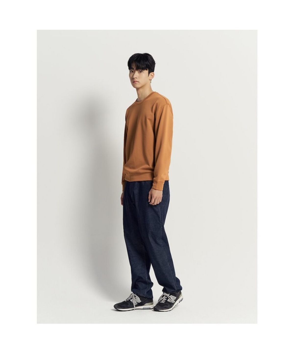 빈폴 멘(BEANPOLE MEN) [BEANPOLE KNAP] 폴리 기모 라운드 스웨트 셔츠 - 오렌지