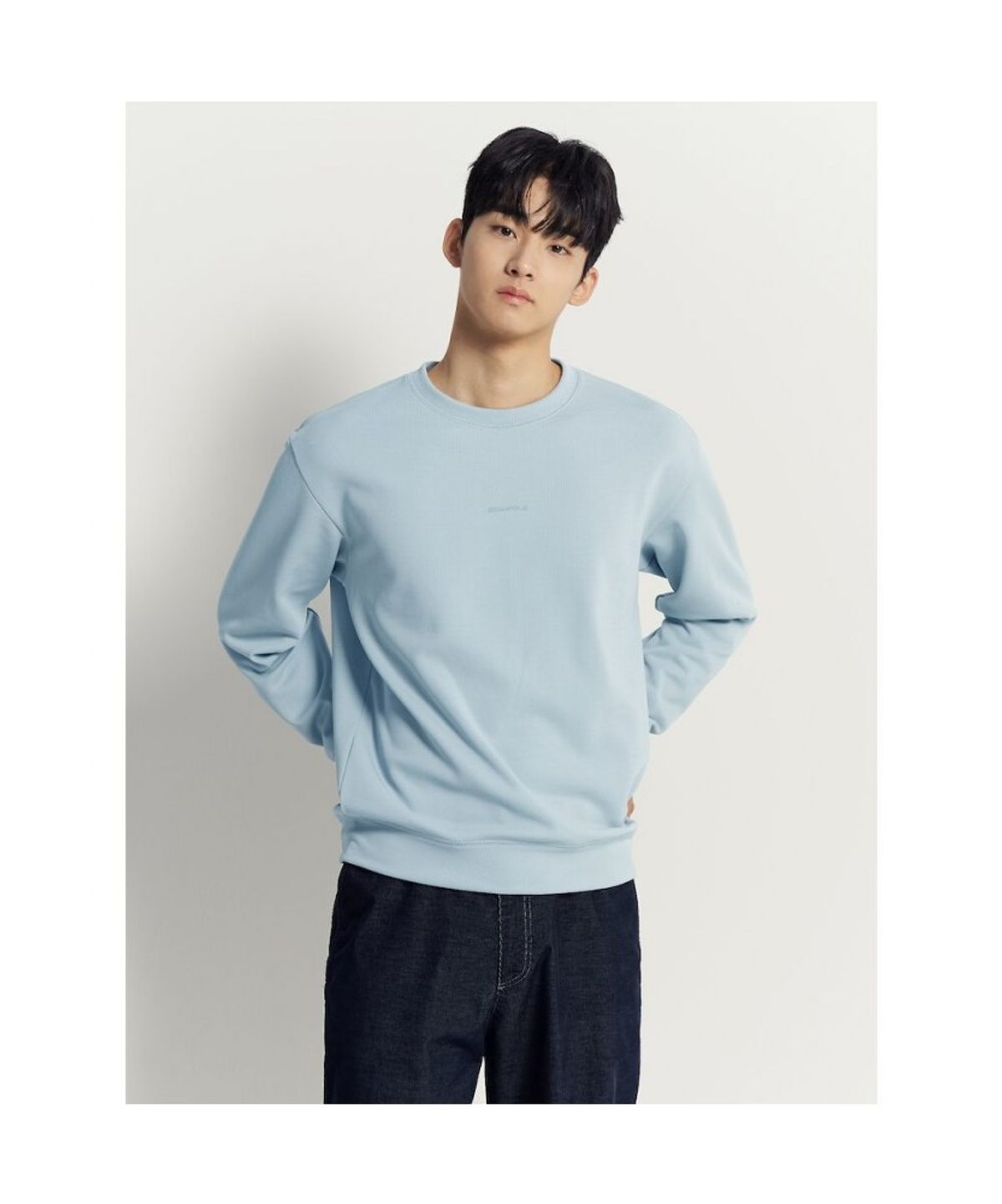 빈폴 멘(BEANPOLE MEN) [BEANPOLE KNAP] 폴리 기모 라운드 스웨트 셔츠 - 스카이 블루