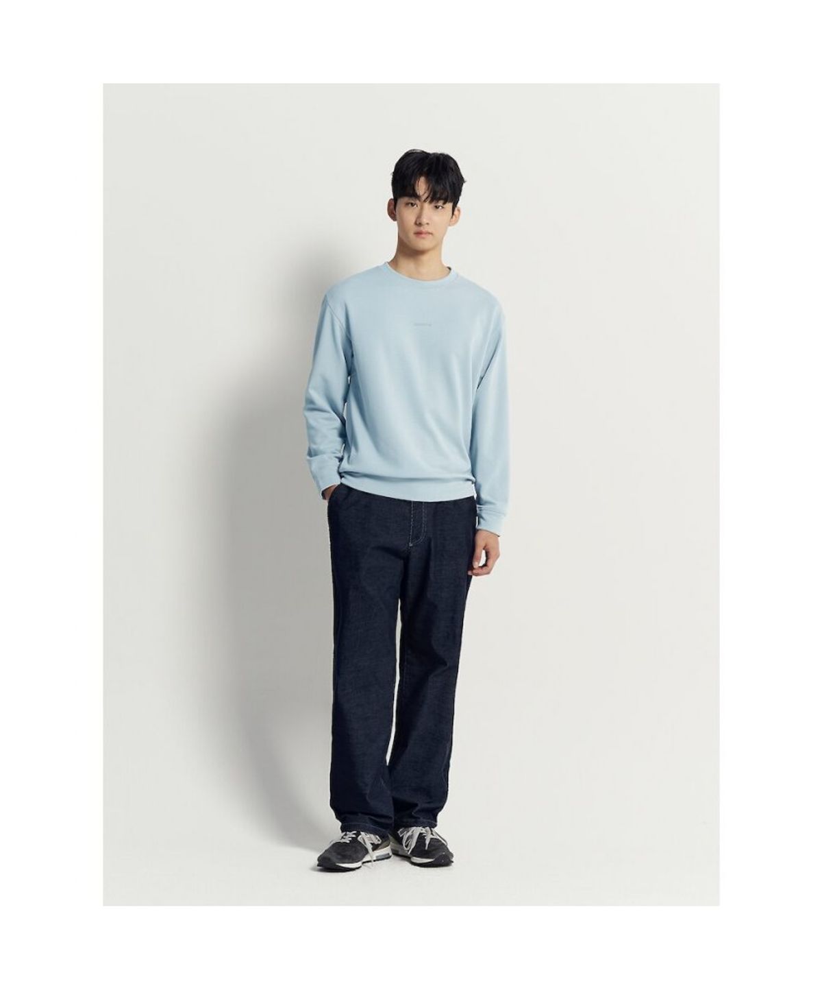 빈폴 멘(BEANPOLE MEN) [BEANPOLE KNAP] 폴리 기모 라운드 스웨트 셔츠 - 스카이 블루