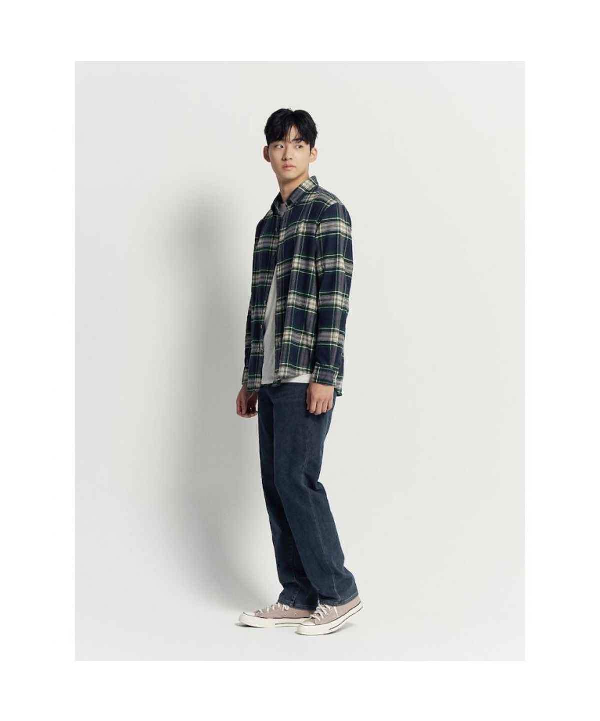 빈폴 멘(BEANPOLE MEN) 브러쉬드 트윌 멀티 체크 셔츠 - 네이비