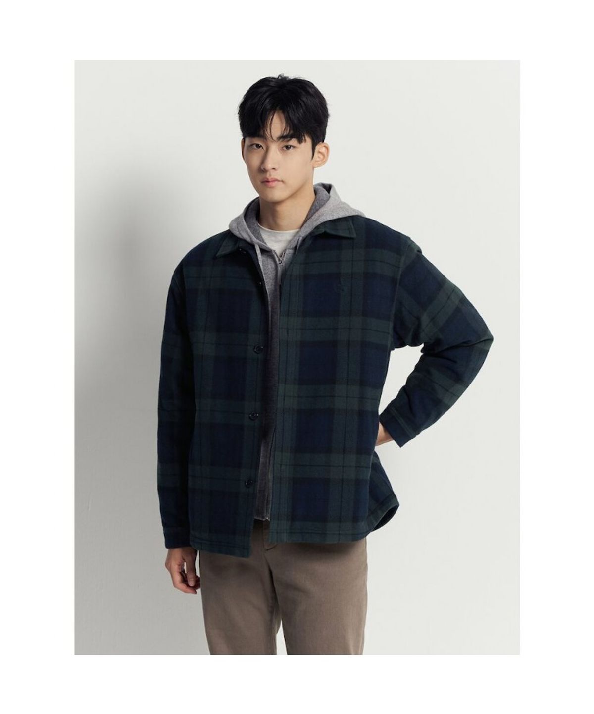 빈폴 멘(BEANPOLE MEN) 블랙워치 패딩 셔츠 - 그린