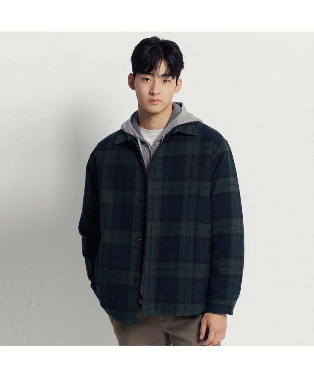 빈폴 멘(BEANPOLE MEN) 블랙워치 패딩 셔츠 - 그린