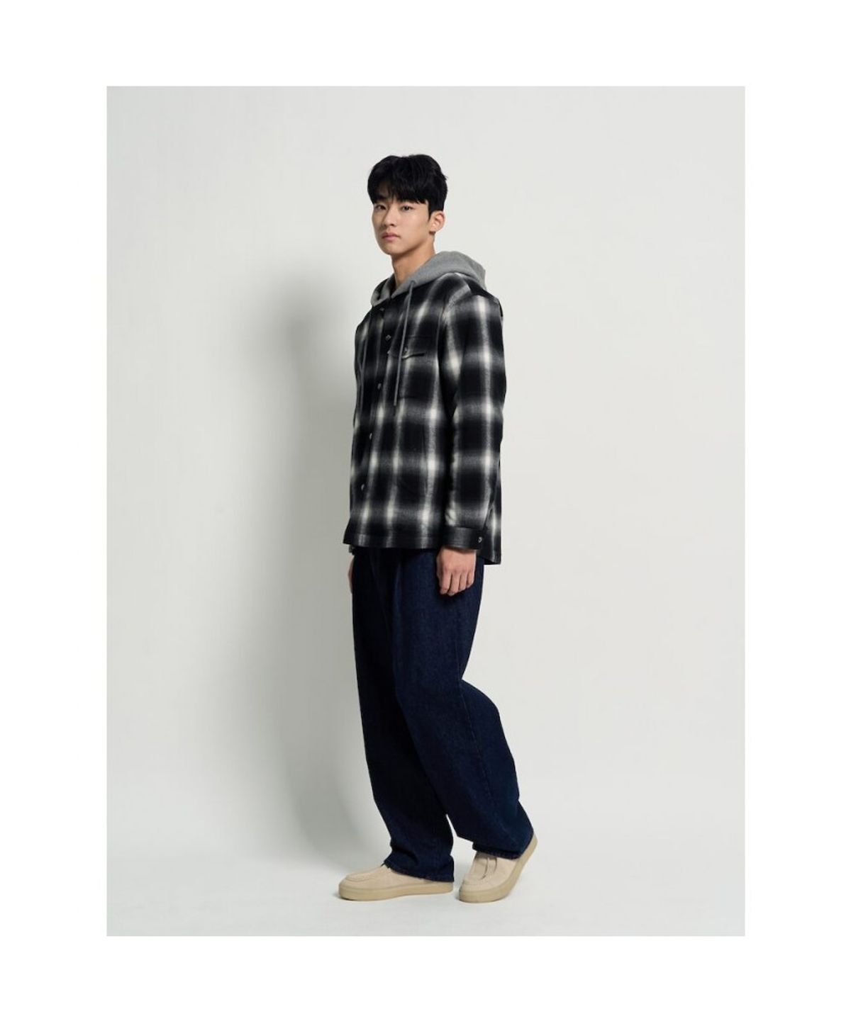 빈폴 멘(BEANPOLE MEN) 후드 옴브레 패딩 셔츠 - 애쉬