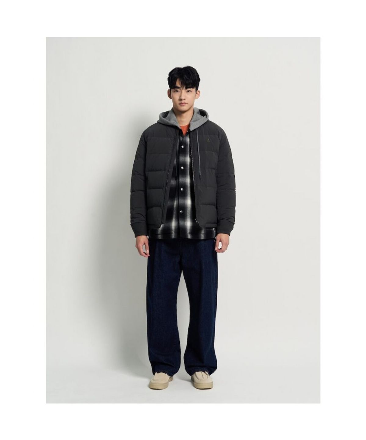 빈폴 멘(BEANPOLE MEN) 후드 옴브레 패딩 셔츠 - 애쉬