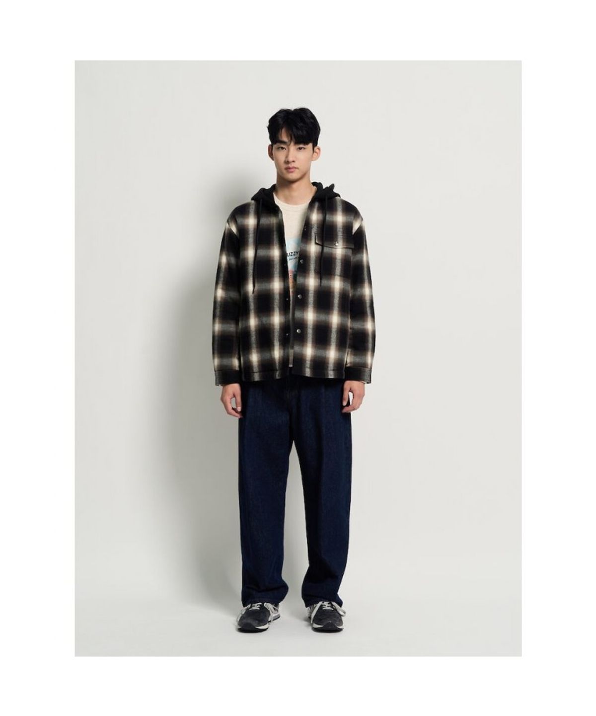 빈폴 멘(BEANPOLE MEN) 후드 옴브레 패딩 셔츠 - 브라운
