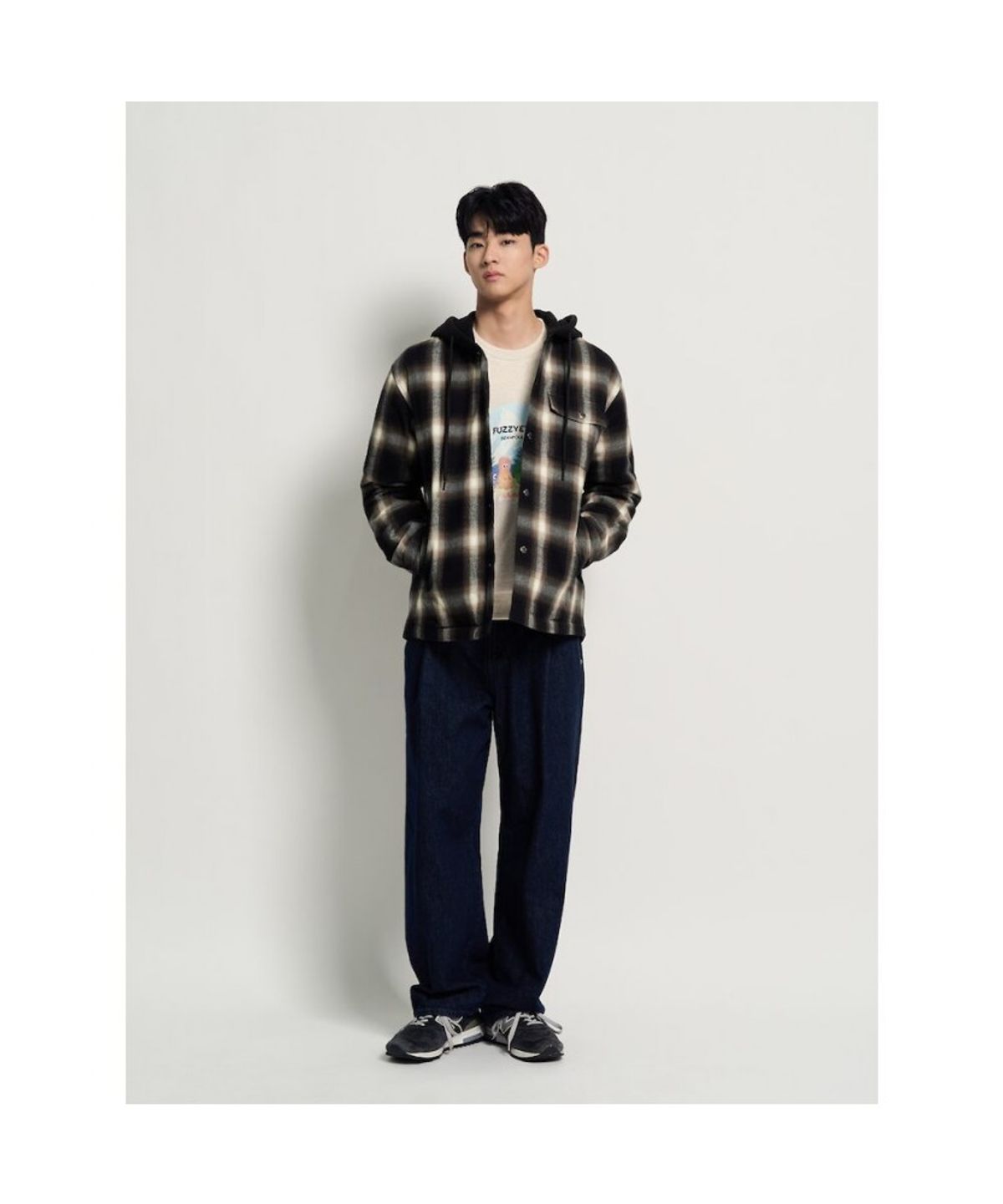 빈폴 멘(BEANPOLE MEN) 후드 옴브레 패딩 셔츠 - 브라운