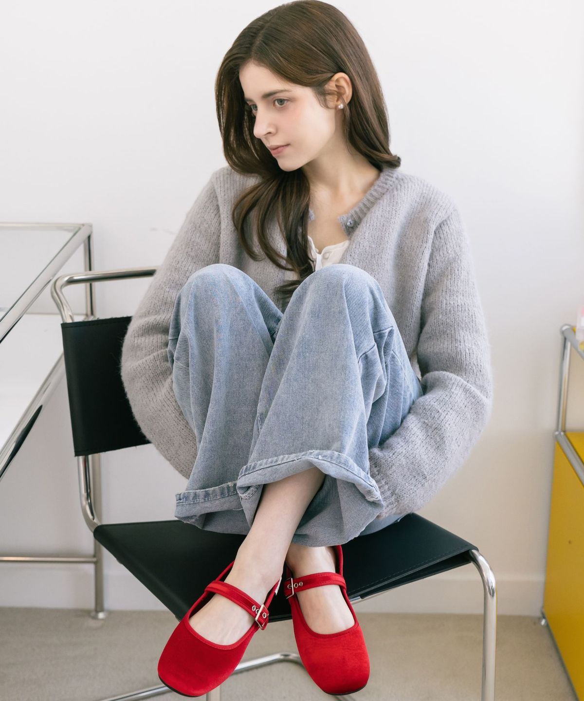 디퍼슈(DIFFERSHOE) 벨린 스퀘어 메리제인 5CM [레드]