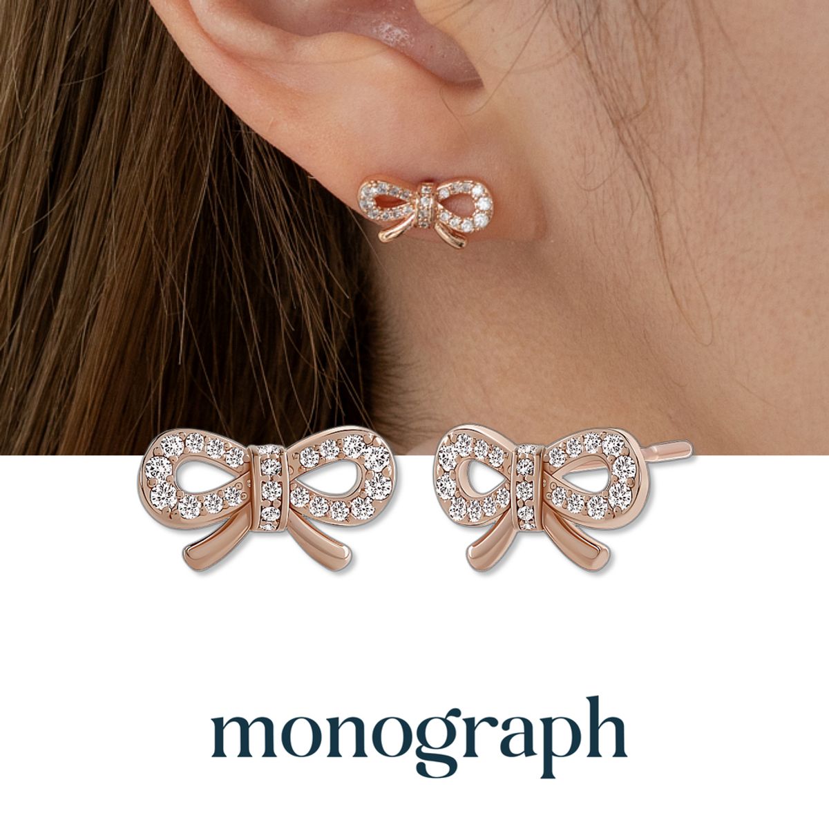모노그래프(MONOGRAPH) 리봉봉 귀걸이 MGER0383 14K Gold Plated (로즈골드)