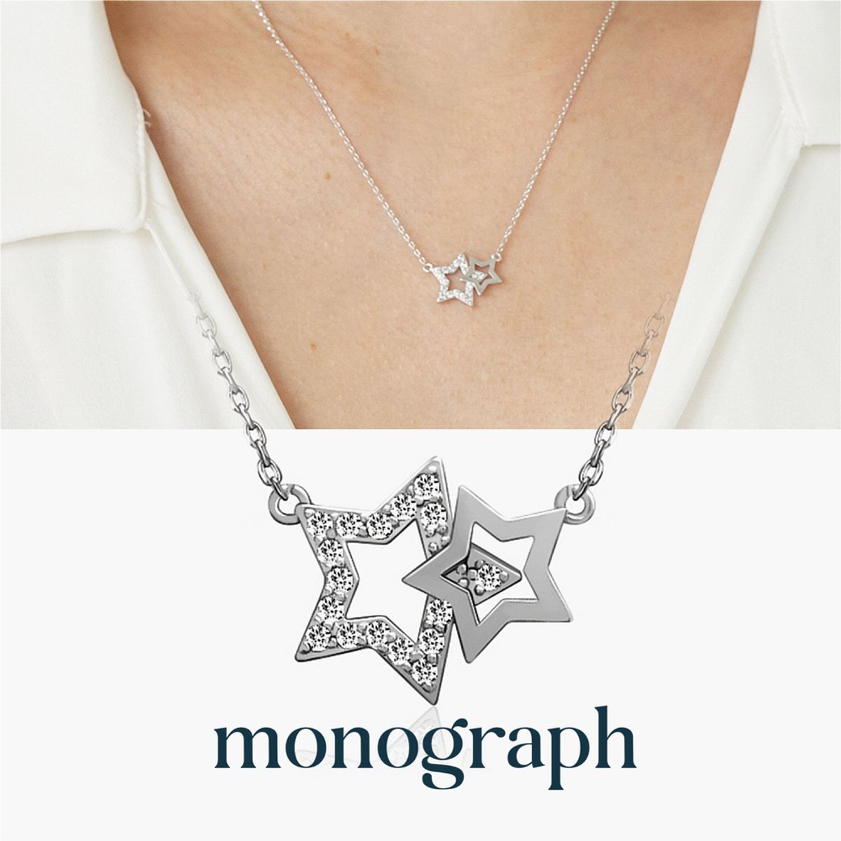 모노그래프(MONOGRAPH) 스타클래시 목걸이 MGNL0389 Rhodium Plated (화이트골드)